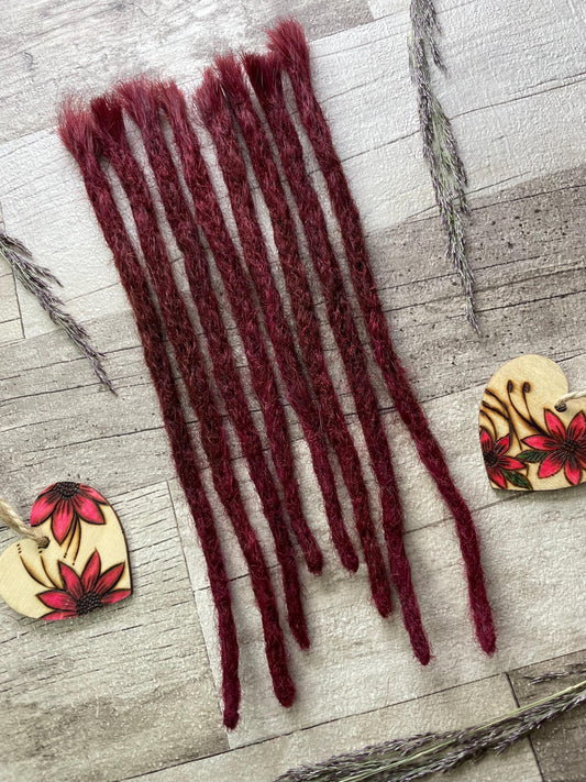 Violet Red Blunt Tip 10 Inch Extensions - Ceredigion Dreadlocks