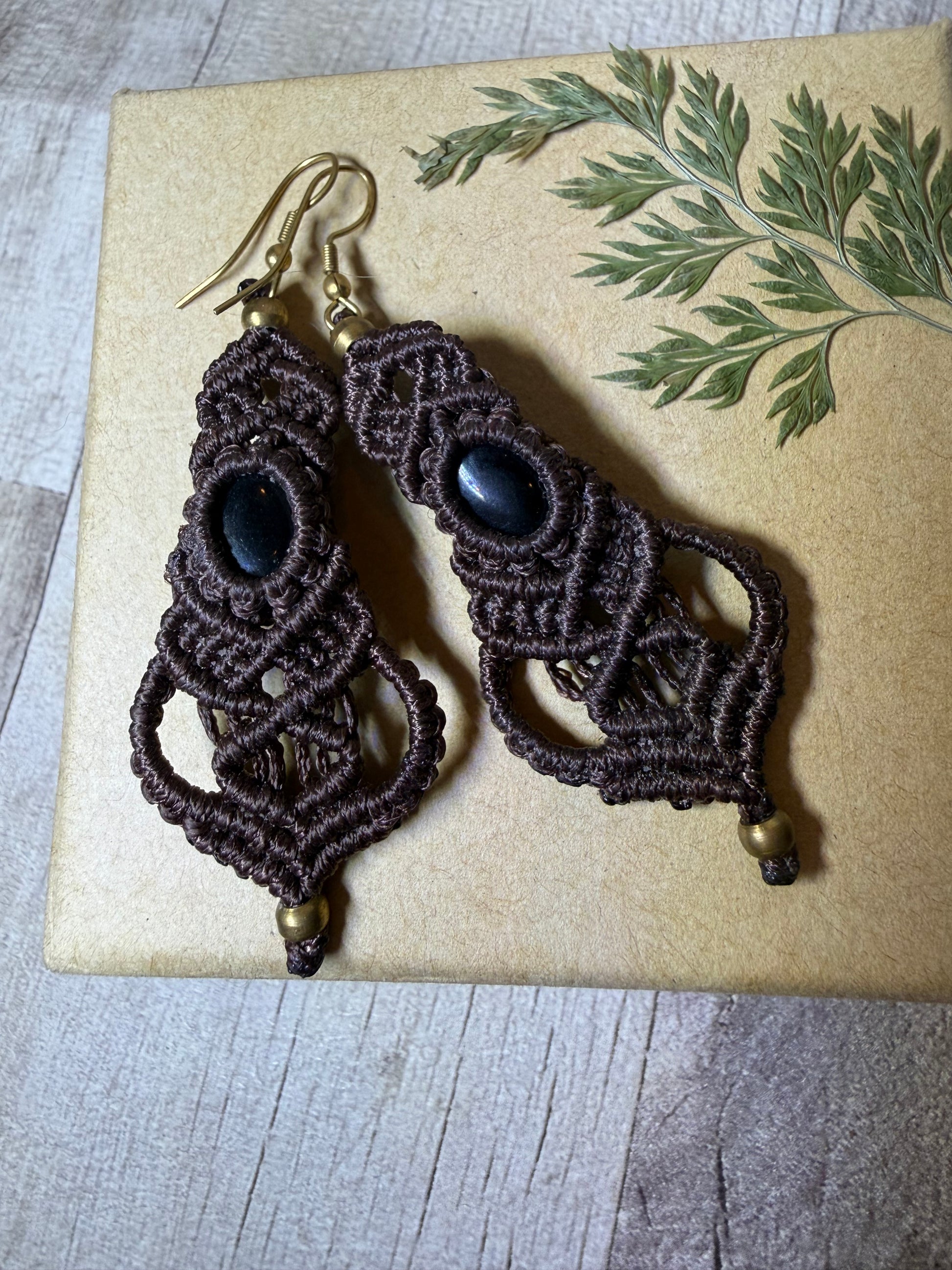 Macrame Earrings - Brown - Ceredigion Dreadlocks
