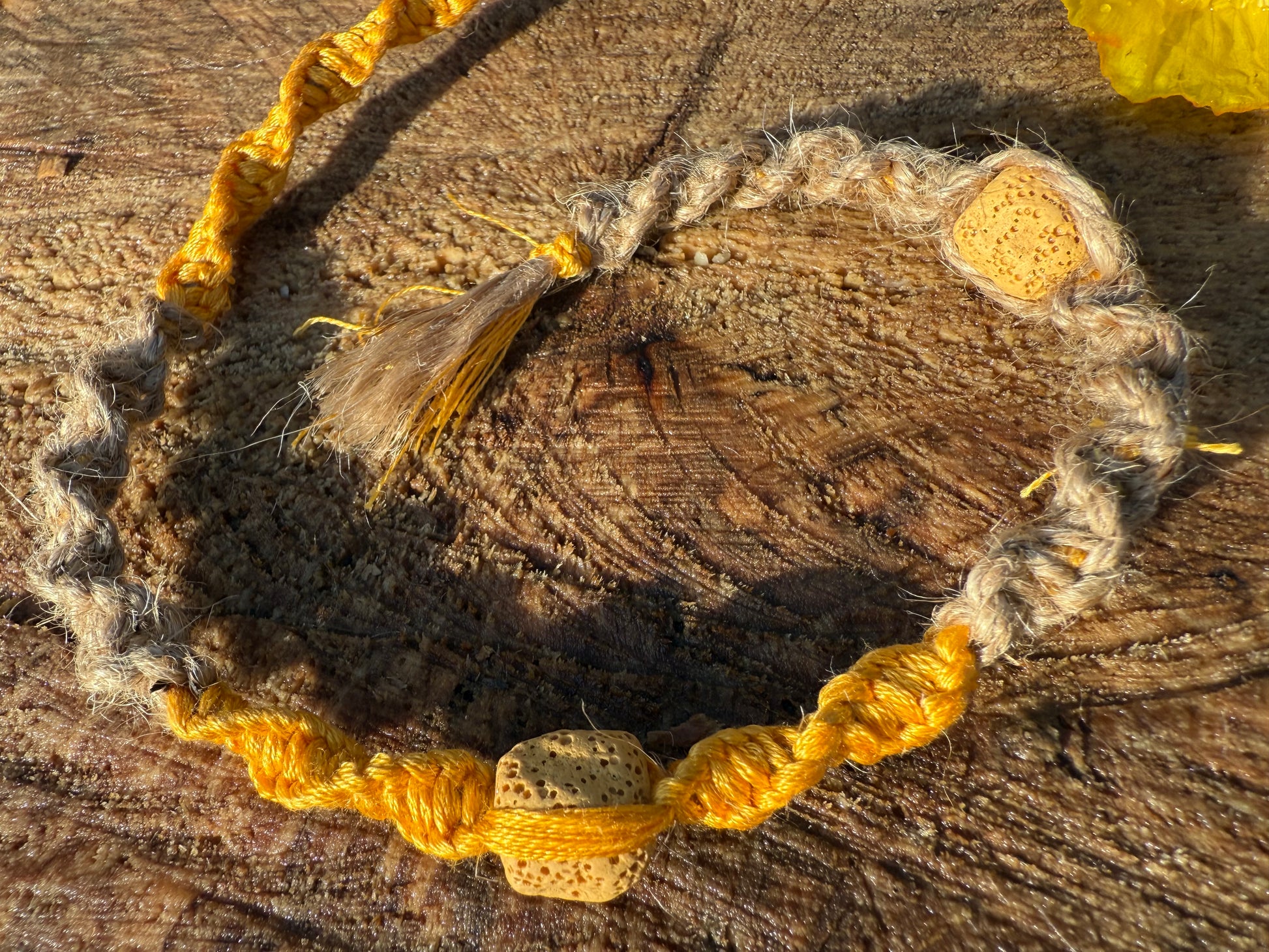 Macrame Hair Wrap Scented - Yellow - Ceredigion Dreadlocks
