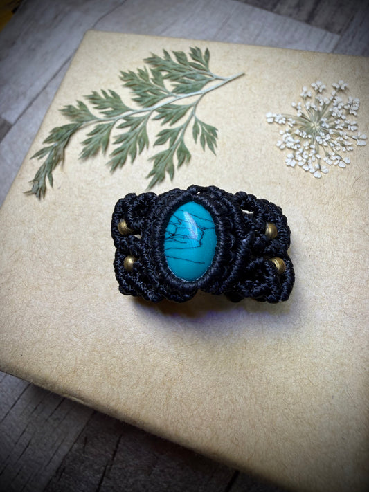 Macrame Hair Cuff / Ring - Black - Ceredigion Dreadlocks