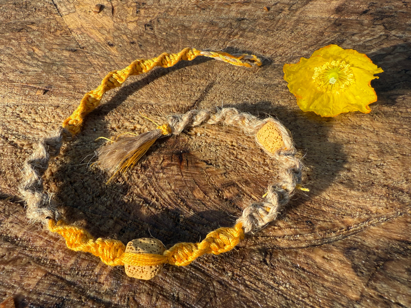 Macrame Hair Wrap Scented - Yellow - Ceredigion Dreadlocks