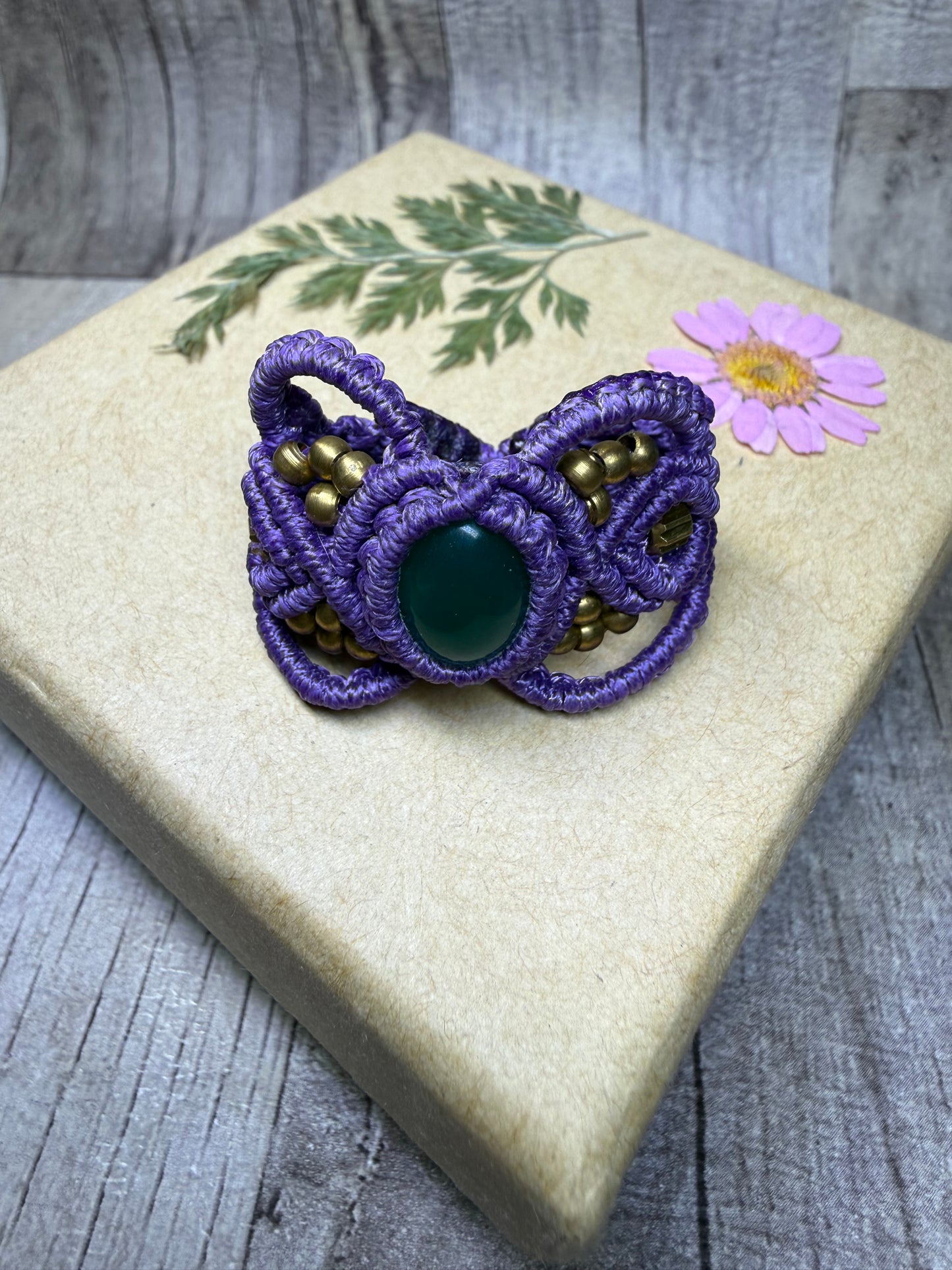 Macrame Hair Cuff / Ring - Purple - Ceredigion Dreadlocks
