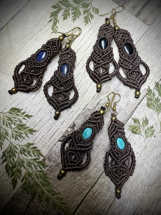 Macrame Earrings - Brown - Ceredigion Dreadlocks