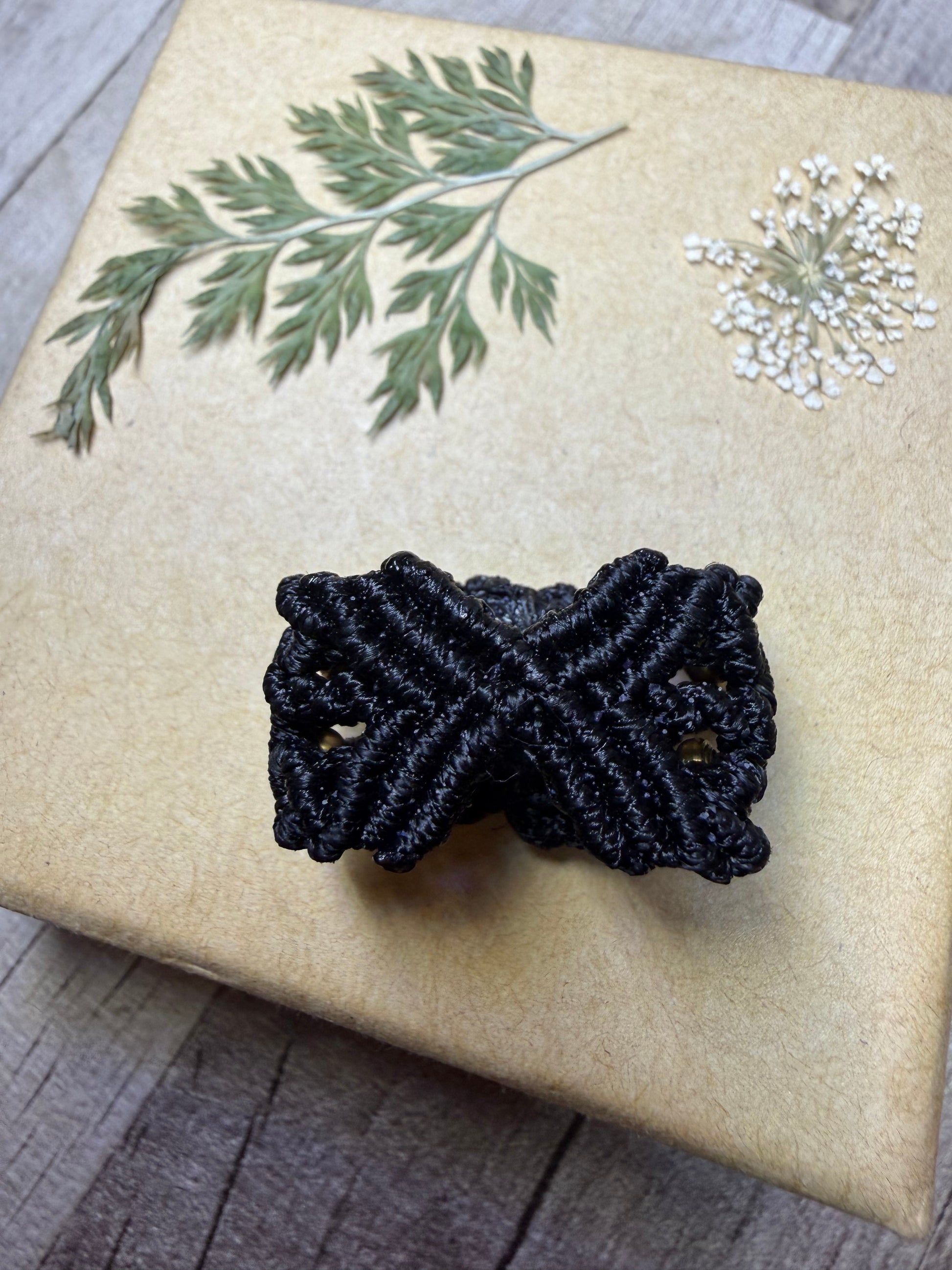 Macrame Hair Cuff / Ring - Black - Ceredigion Dreadlocks