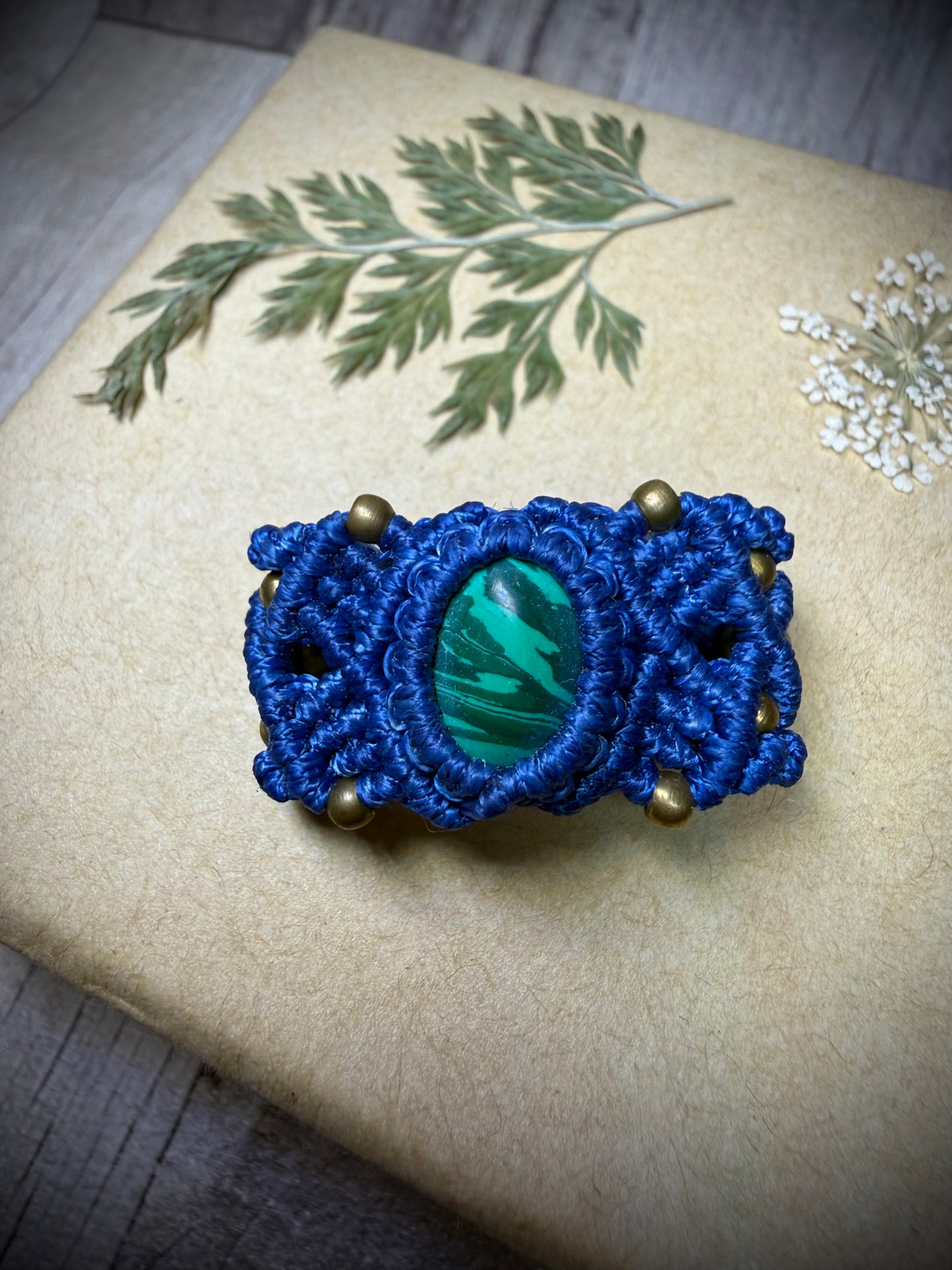 Macrame Hair Cuff / Ring - Blue - Ceredigion Dreadlocks