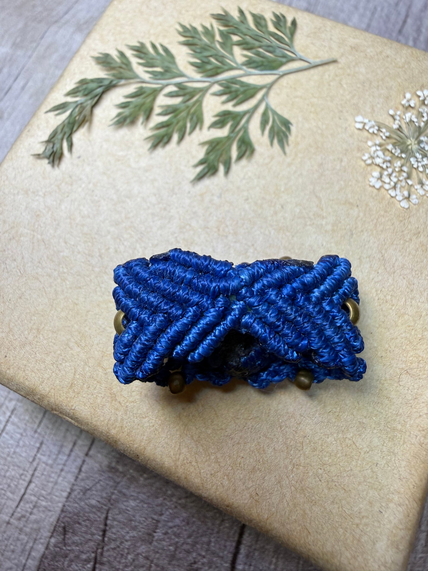 Macrame Hair Cuff / Ring - Blue - Ceredigion Dreadlocks