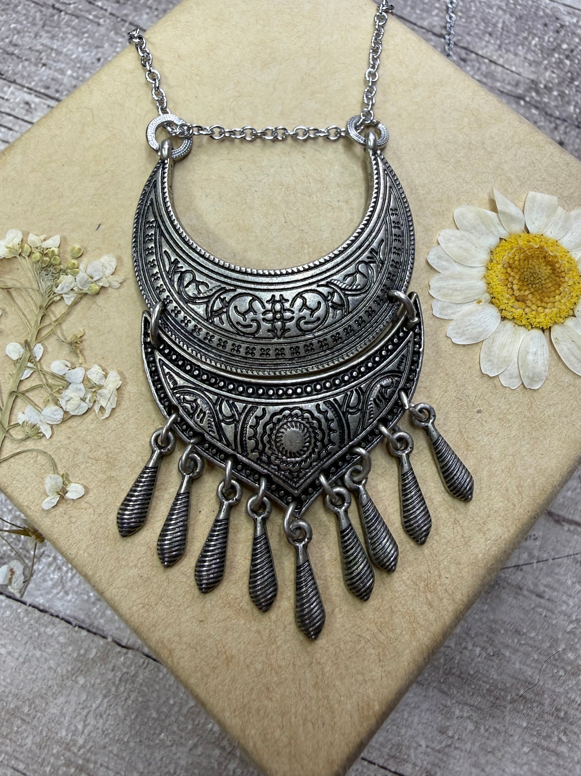 Ethnic Pendant Necklace - Oxidised Silver Tone - Ceredigion Dreadlocks