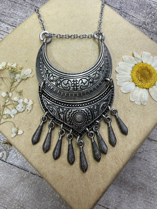 Ethnic Pendant Necklace - Oxidised Silver Tone - Ceredigion Dreadlocks