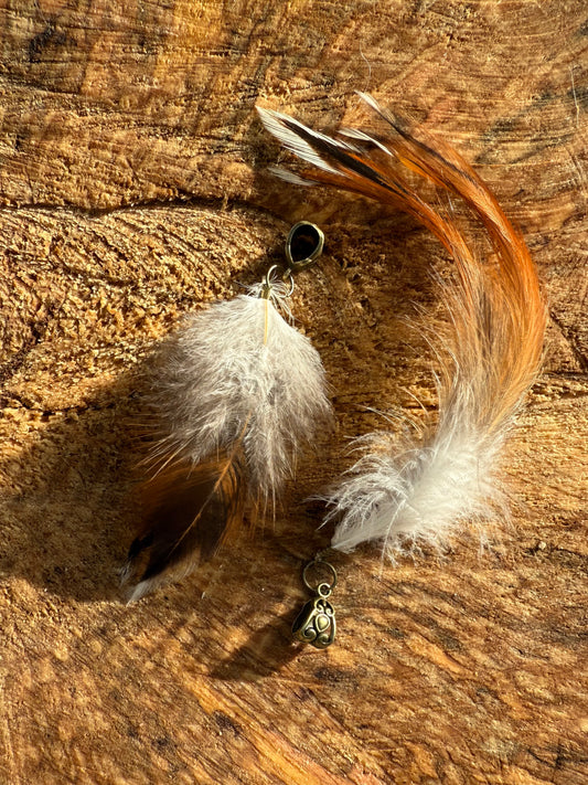 Pair of Feather Dreadlock Charms - Ceredigion Dreadlocks
