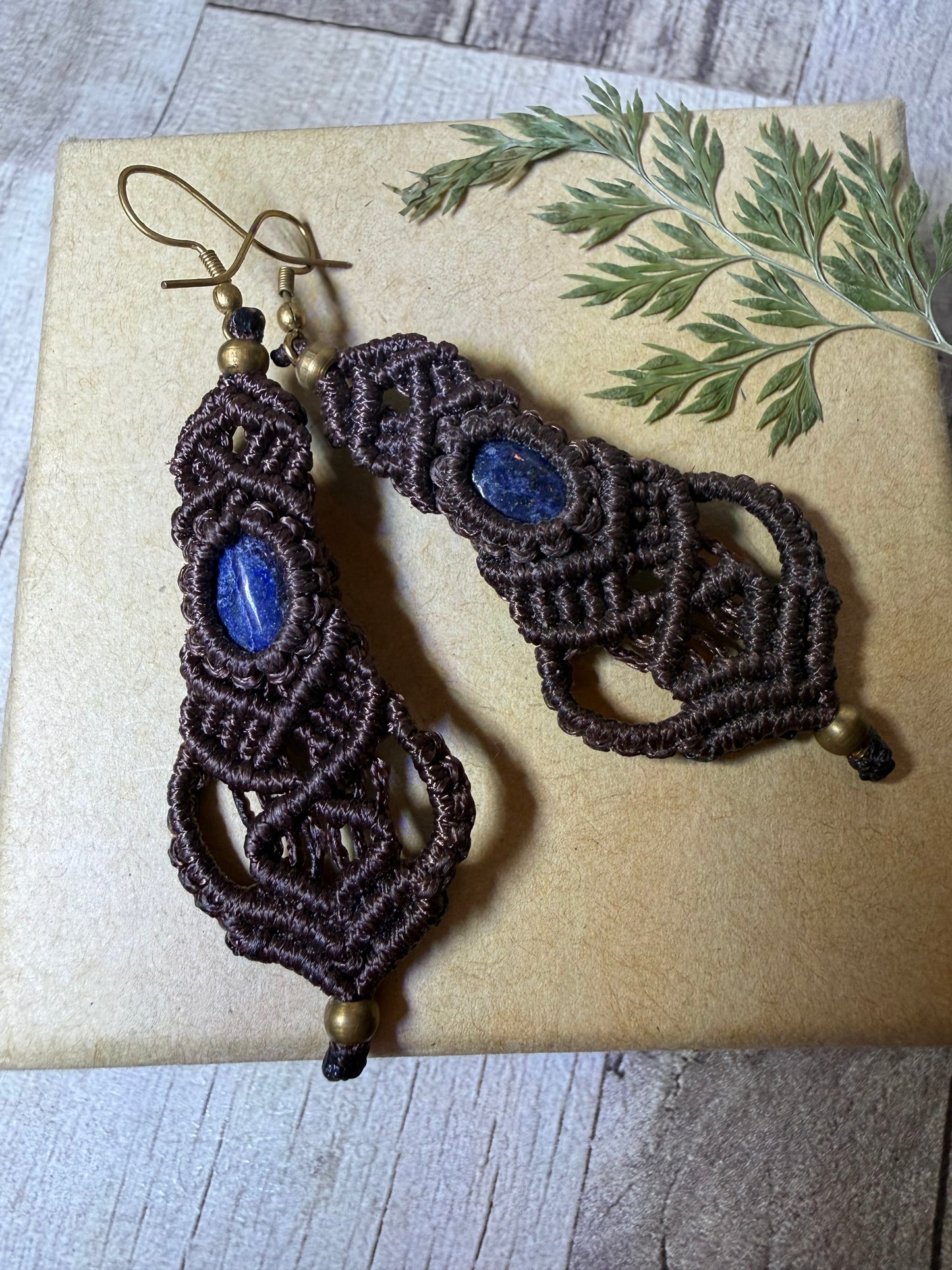 Macrame Earrings - Brown - Ceredigion Dreadlocks
