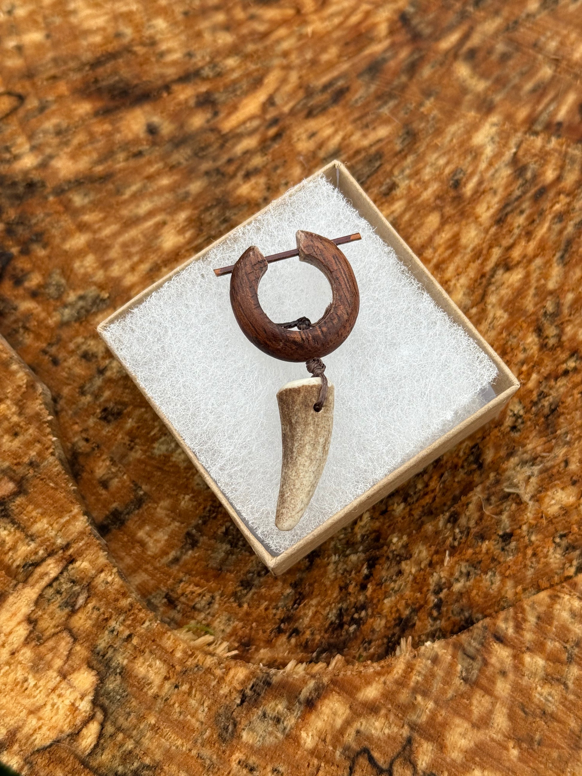 Antler Tip Wooden Earring - Ceredigion Dreadlocks