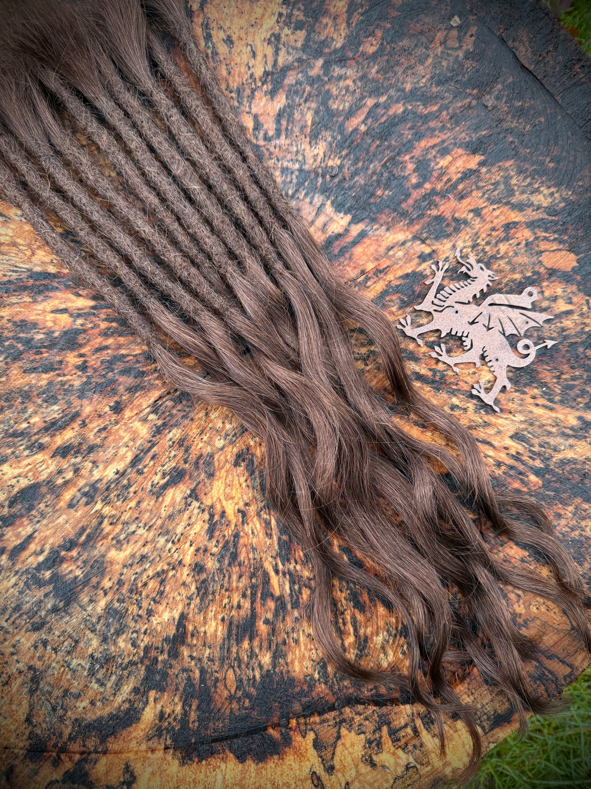 Medium Brown Wave Dreadlock Extensions 13 or 17 Inch - Ceredigion Dreadlocks