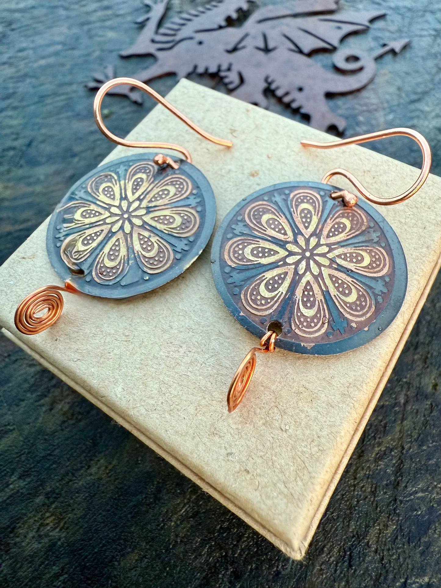 Copper Flower Earrings - Ceredigion Dreadlocks