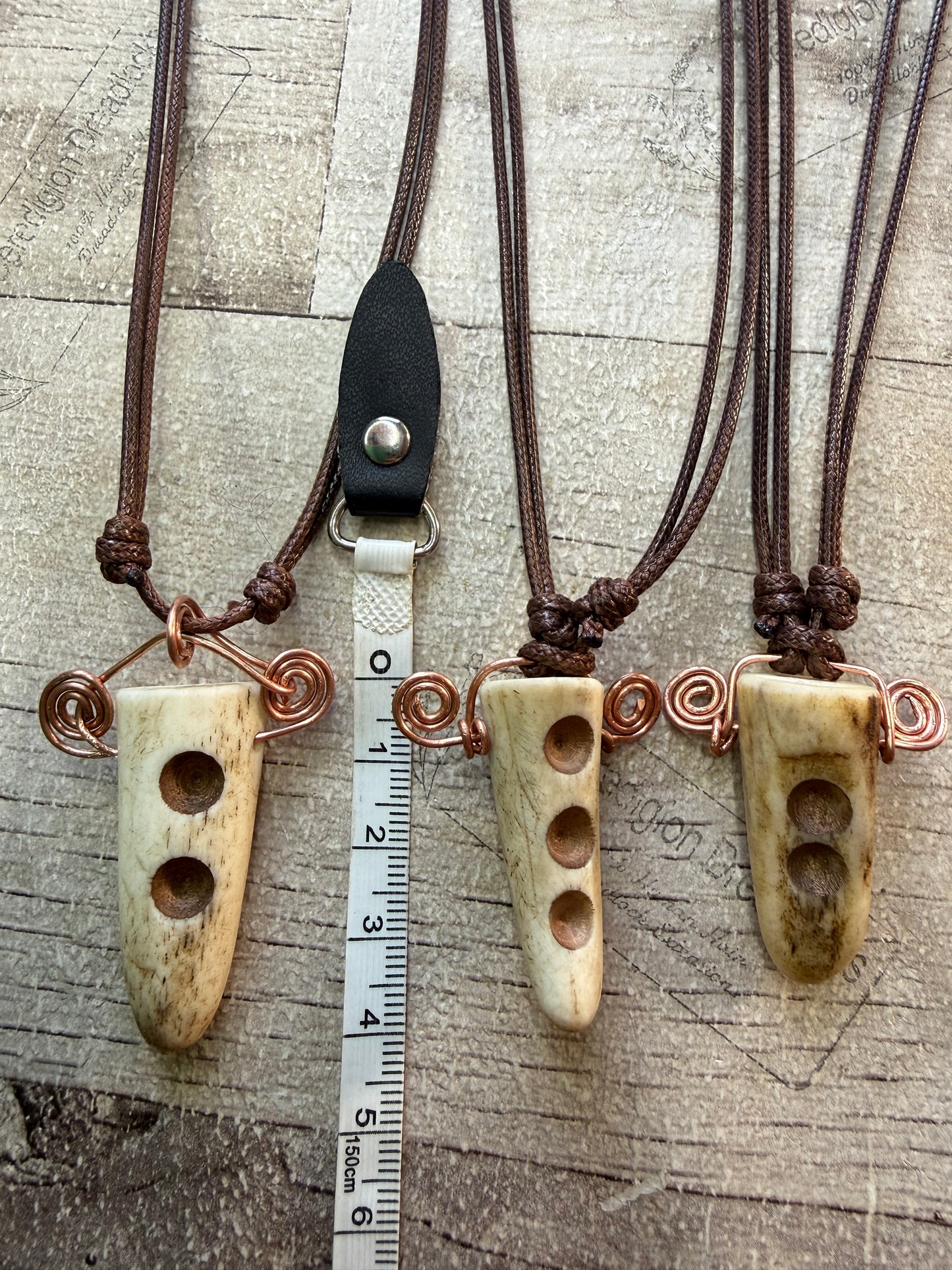 Drilled Antler & Copper Swirl Necklace - Ceredigion Dreadlocks