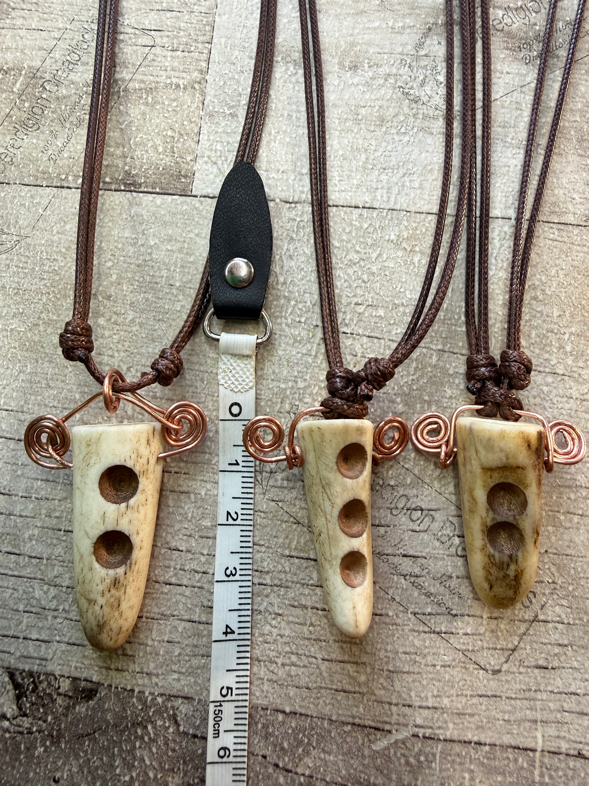 Drilled Antler & Copper Swirl Necklace - Ceredigion Dreadlocks