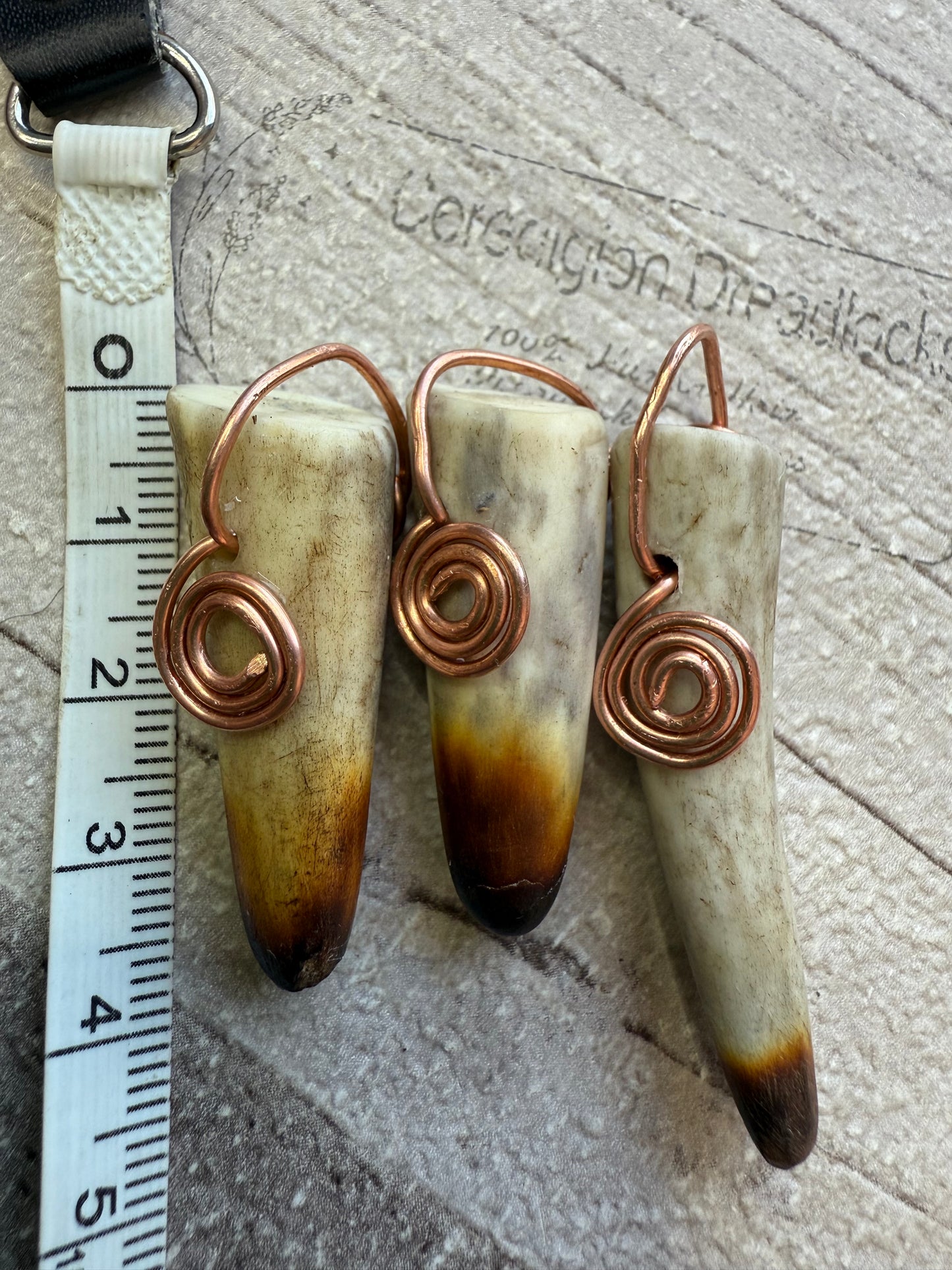 Antler Bag Charm/Pendant with Cooper and Burnt Tip