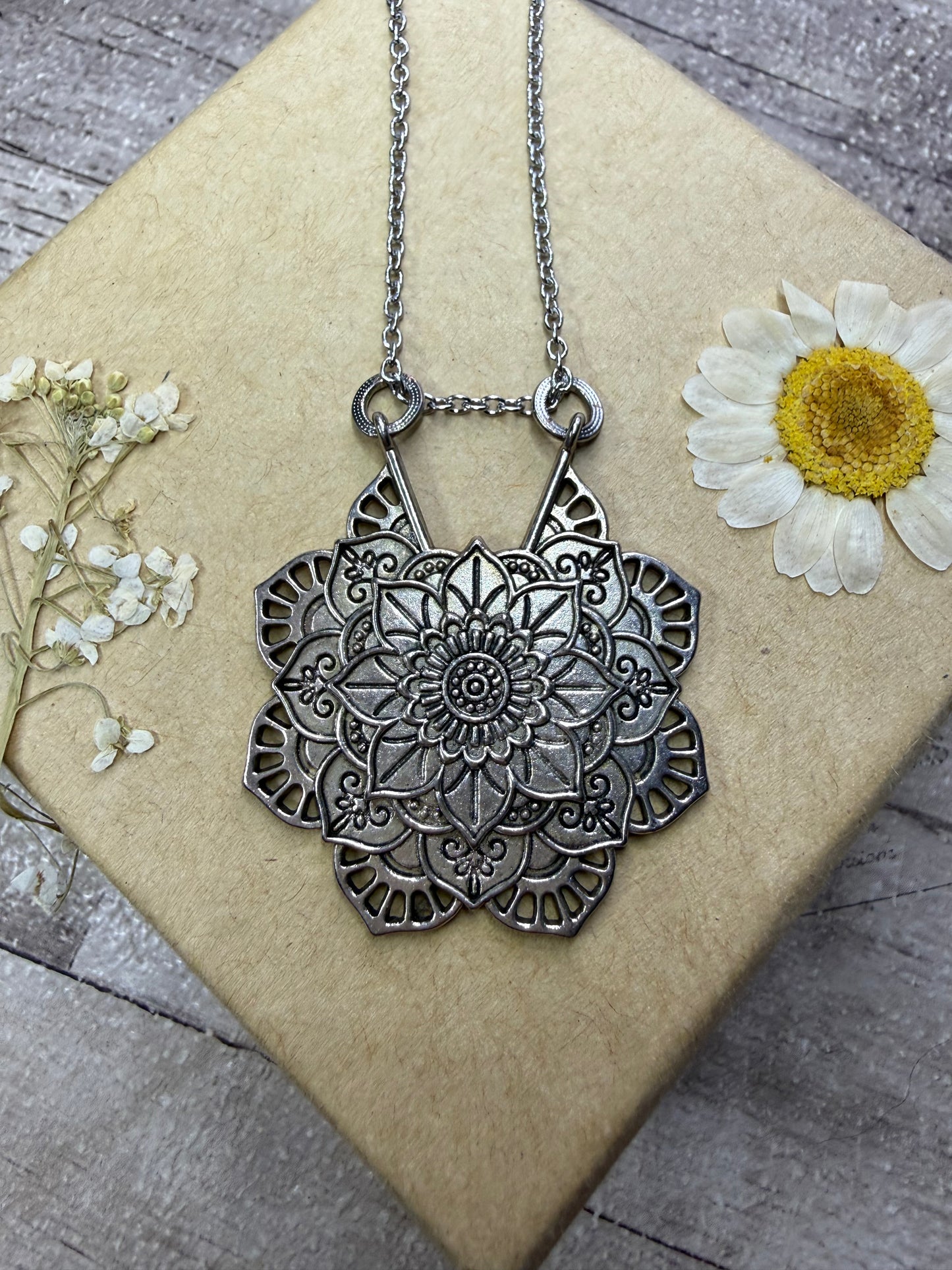 Mandala Pendant Necklace - Silver Tone - Ceredigion Dreadlocks