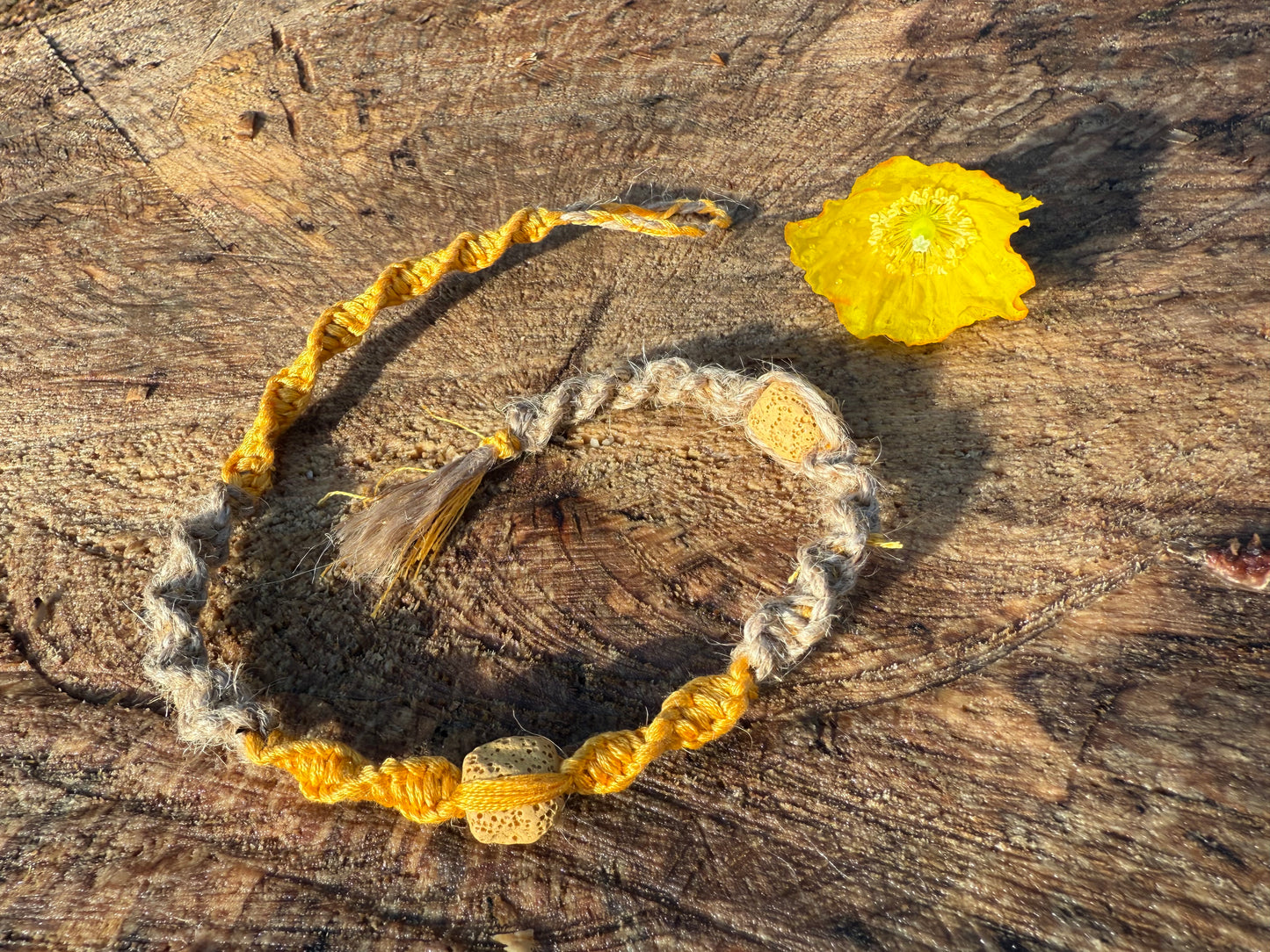 Macrame Hair Wrap Scented - Yellow - Ceredigion Dreadlocks