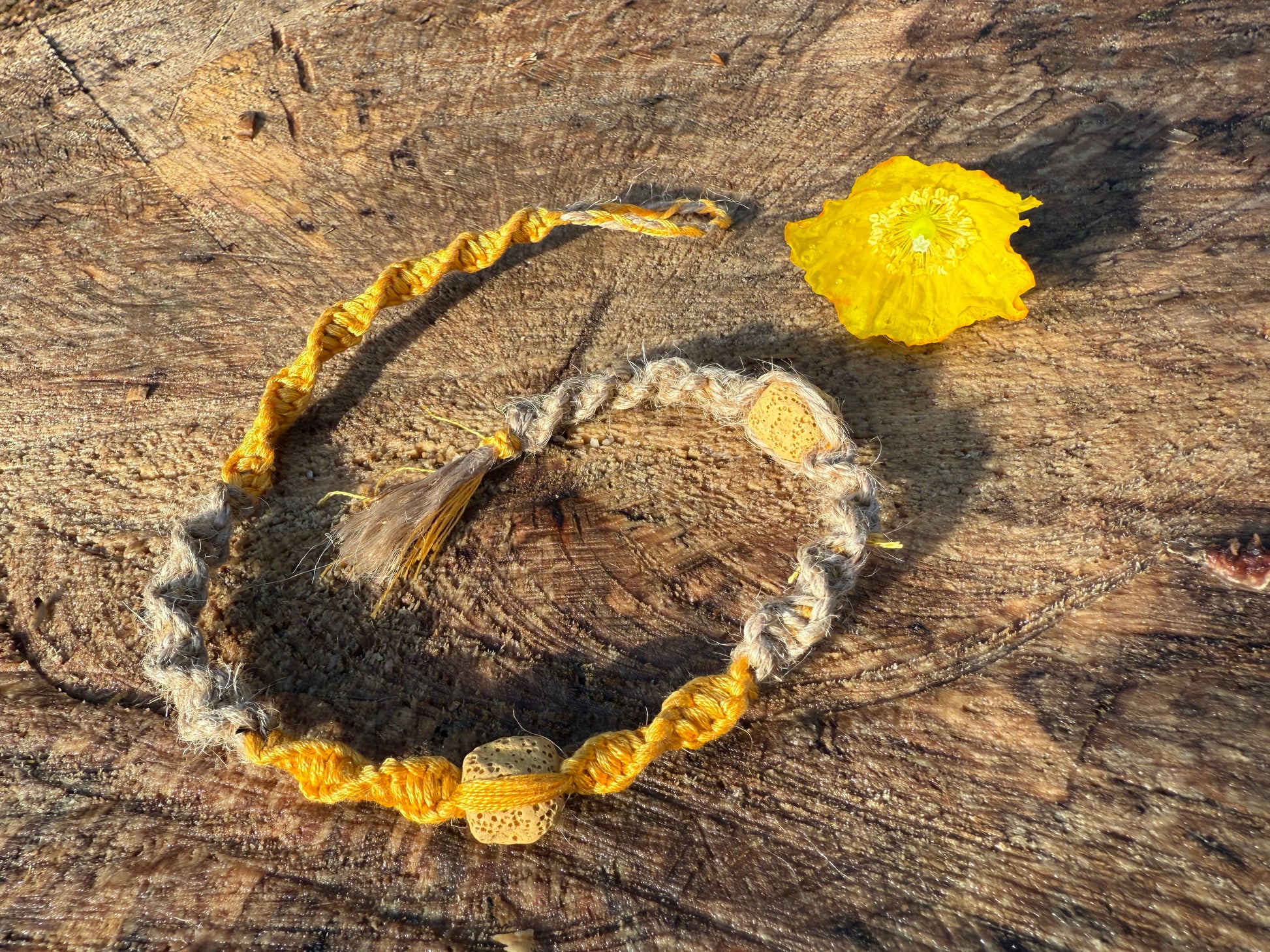 Macrame Hair Wrap Scented - Yellow - Ceredigion Dreadlocks