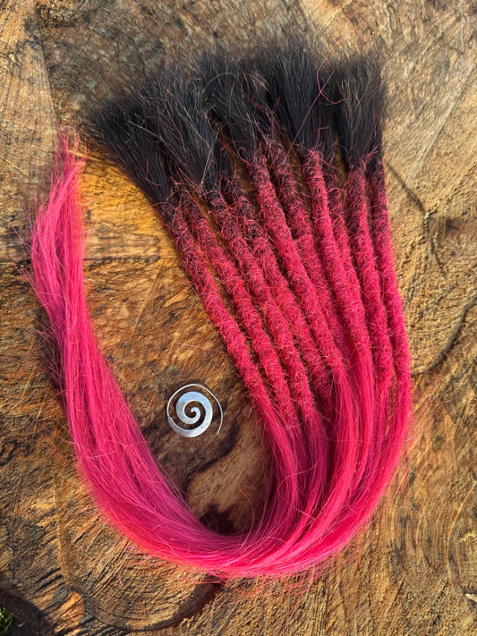 Bright Pink Straight 18 Inch Dark Root Extensions - Ceredigion Dreadlocks
