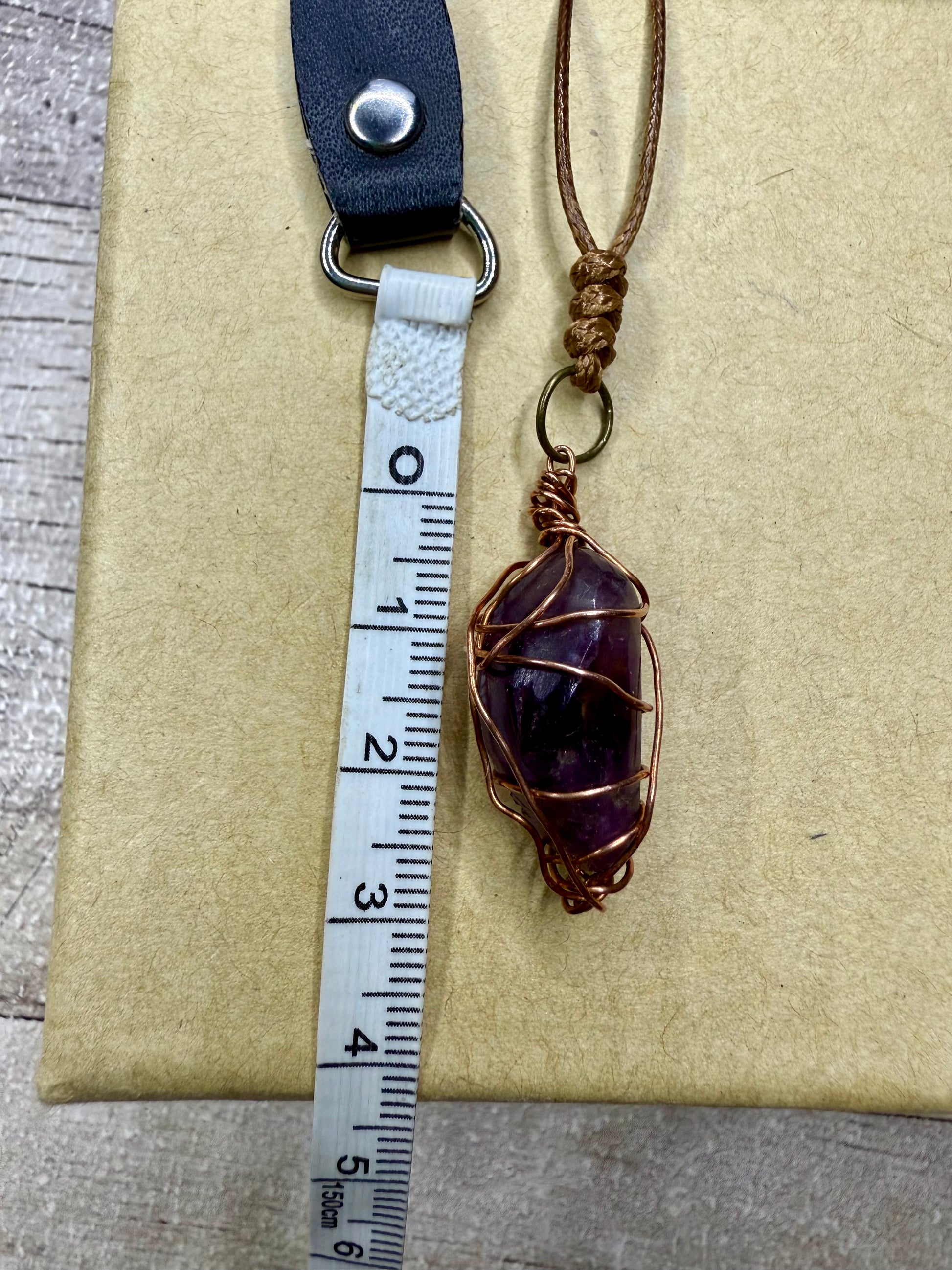 Purple Amethyst Crystal Copper Wire Wrapped - Necklace - Ceredigion Dreadlocks