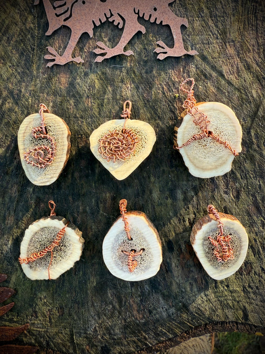 Deer Antler and Copper Pendant