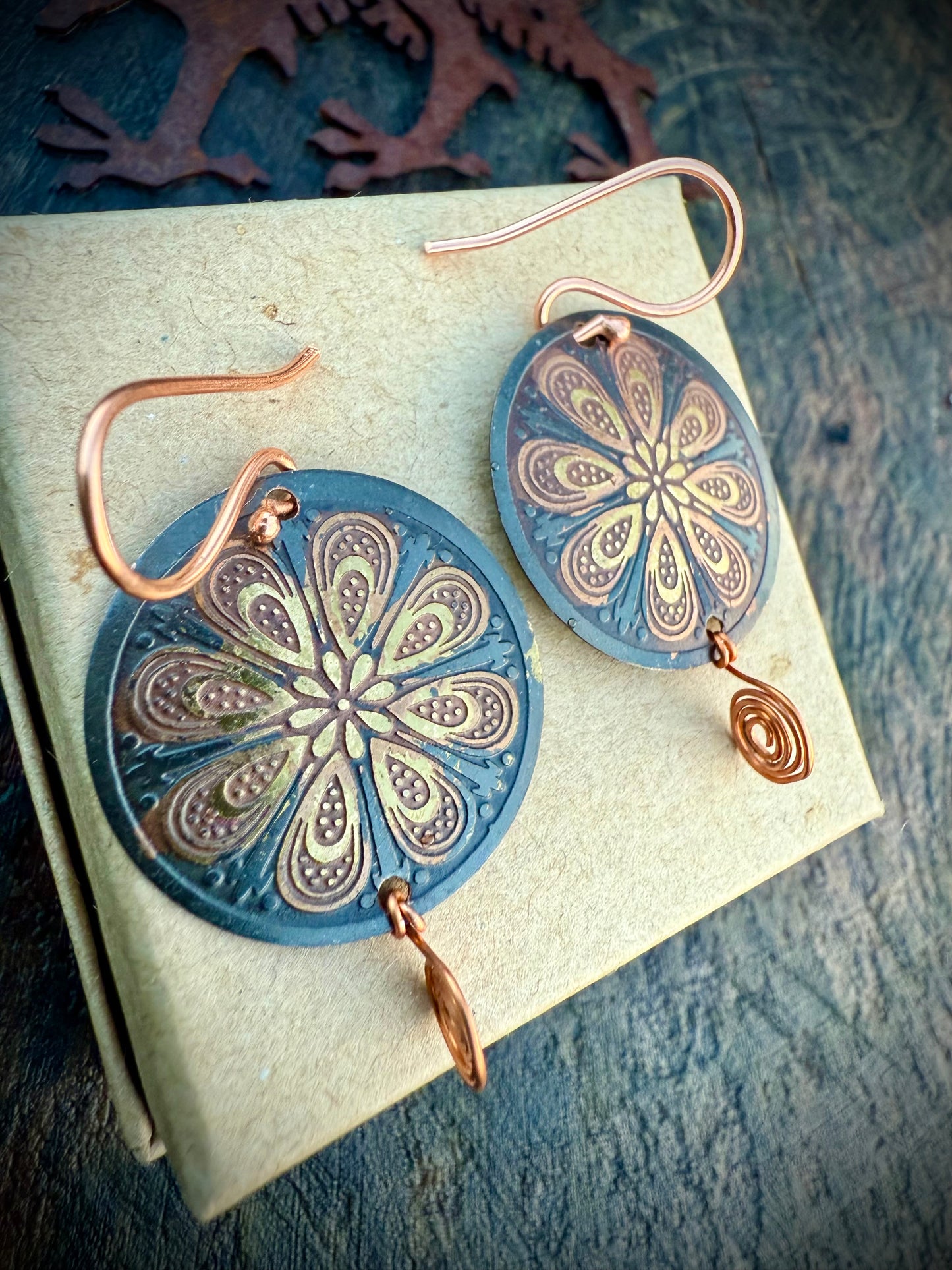 Copper Flower Earrings - Ceredigion Dreadlocks
