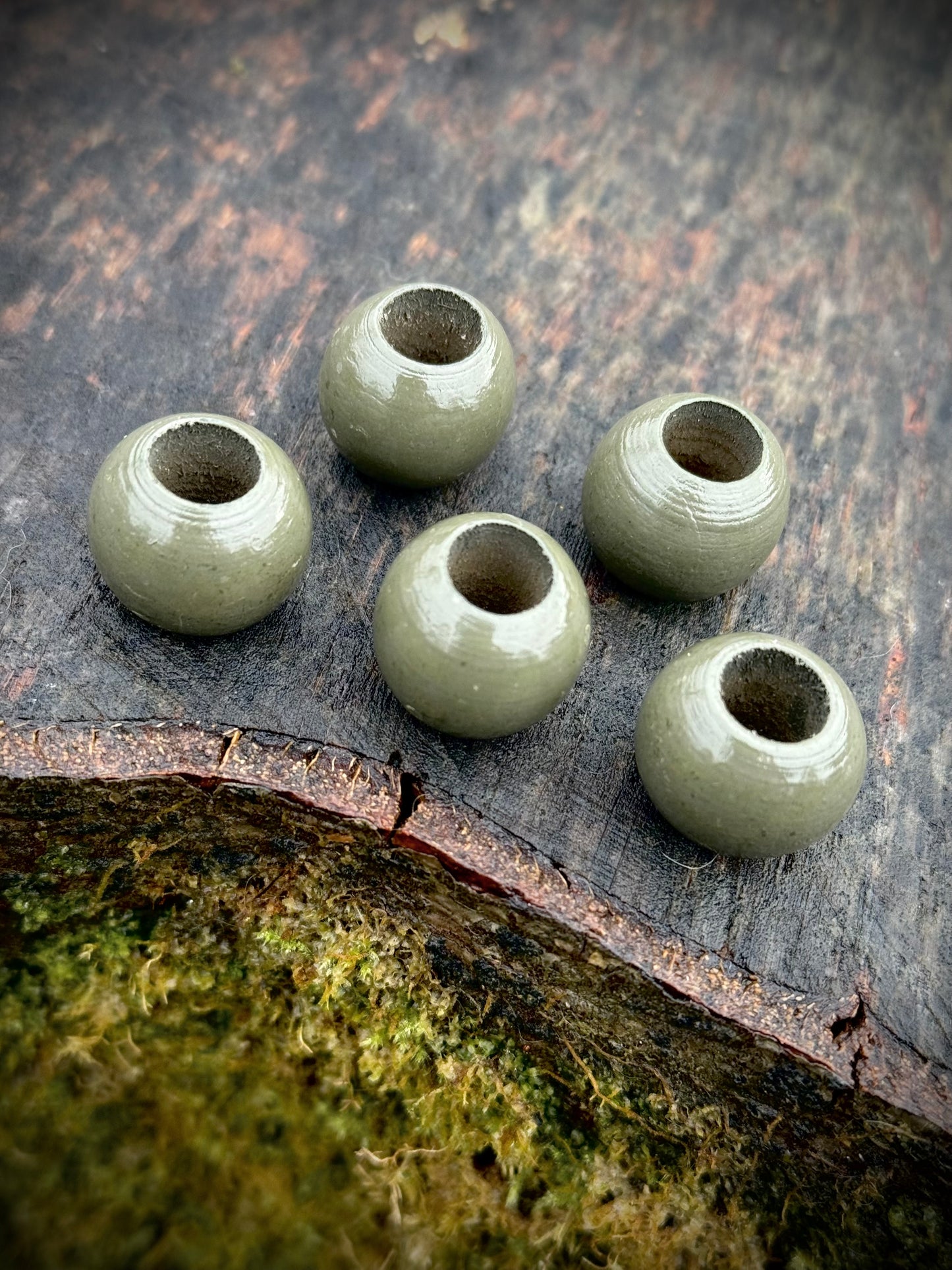 Dark Green/Grey Wooden Dreadlock Beads