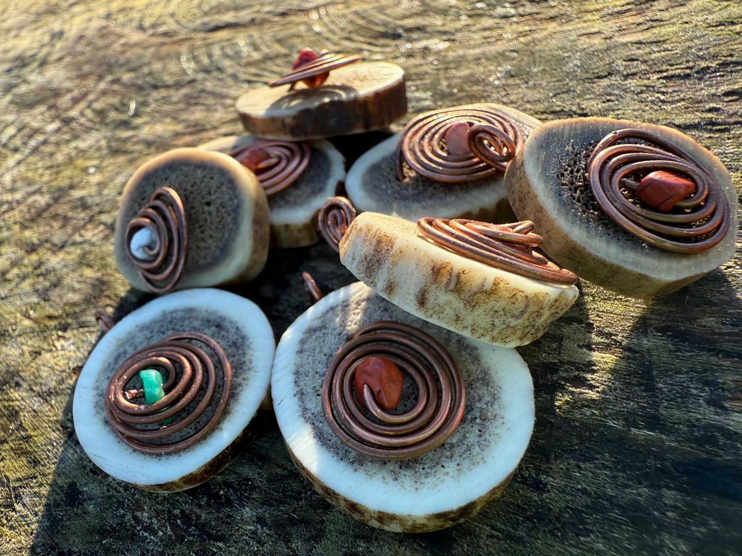Antler, Copper and Crystal Pendant
