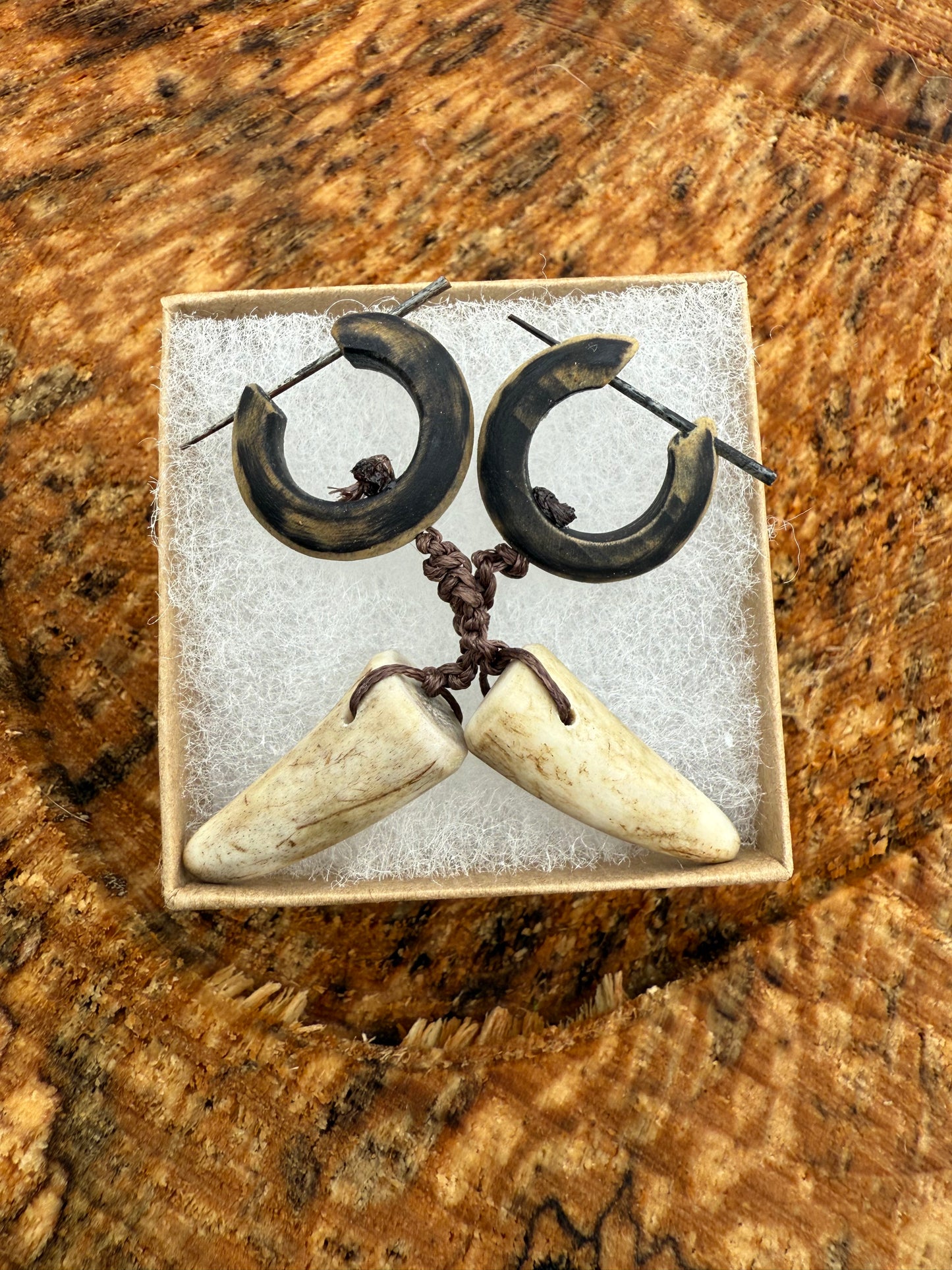 Wooden Earring Pair Antler Tips - Ceredigion Dreadlocks