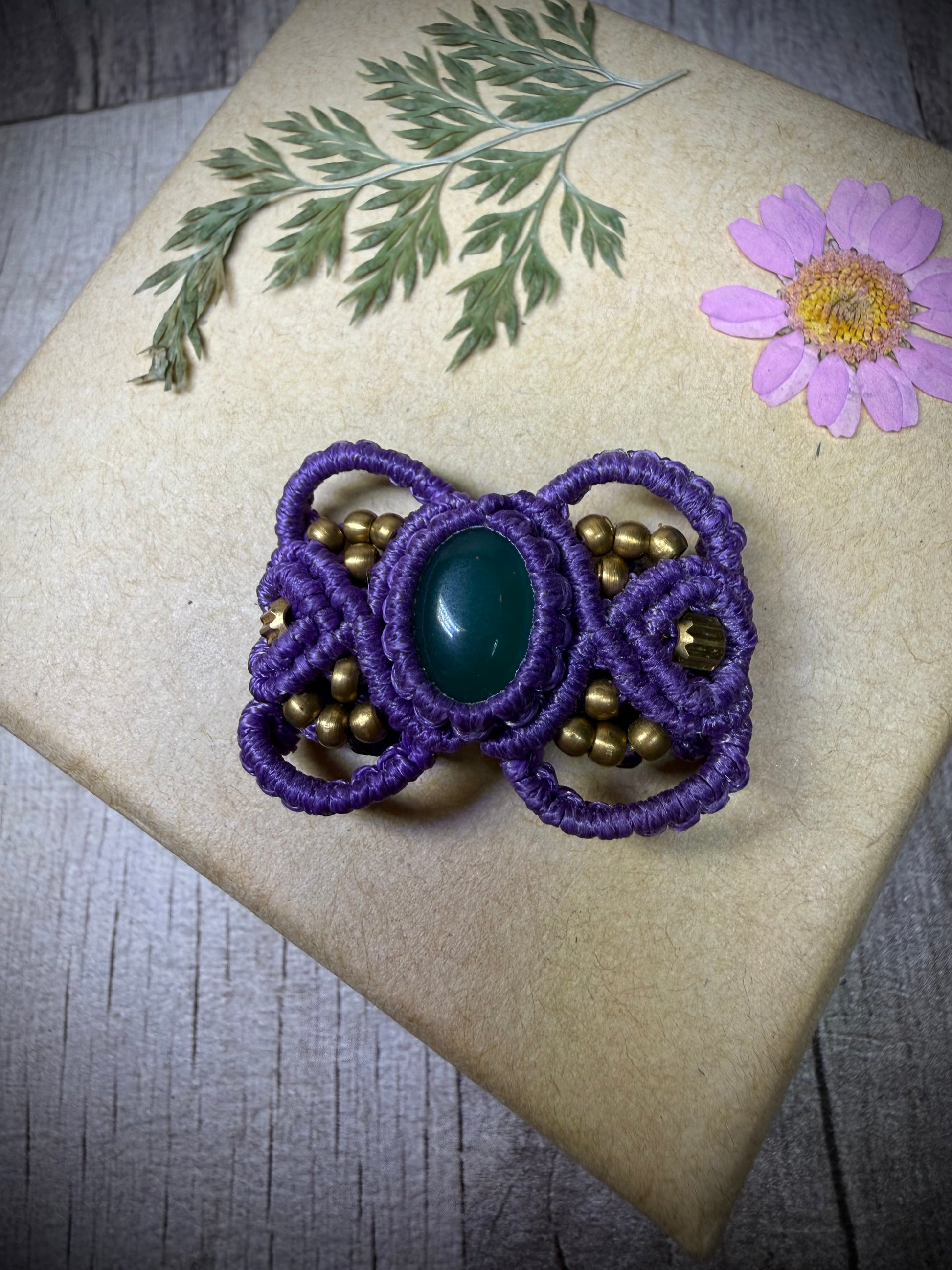 Macrame Hair Cuff / Ring - Purple - Ceredigion Dreadlocks