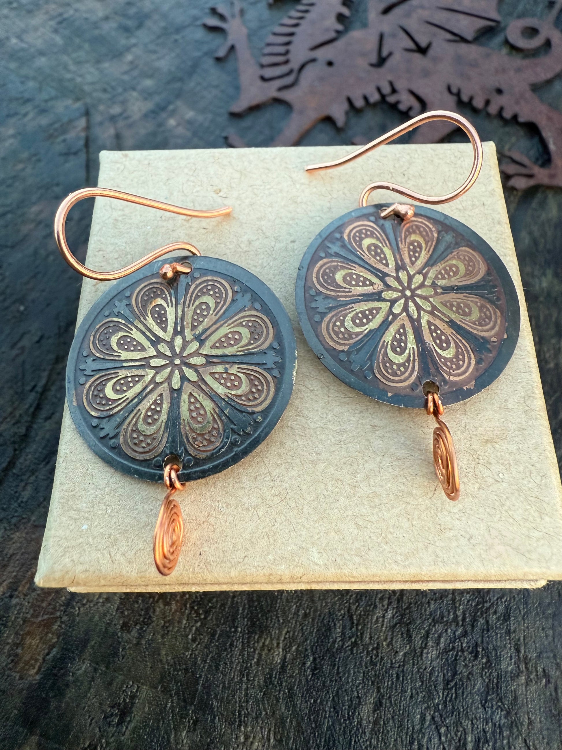 Copper Flower Earrings - Ceredigion Dreadlocks