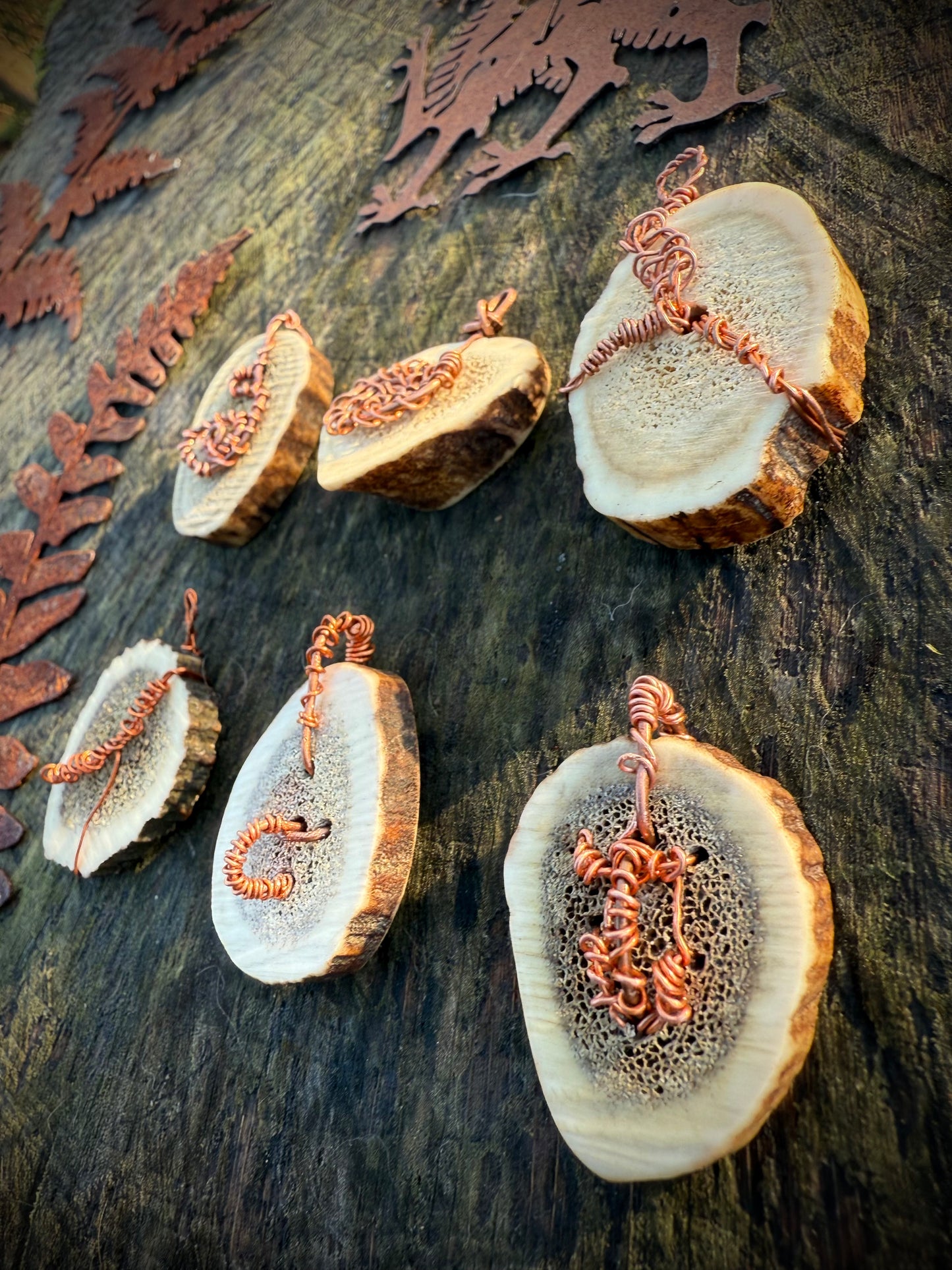 Deer Antler and Copper Pendant
