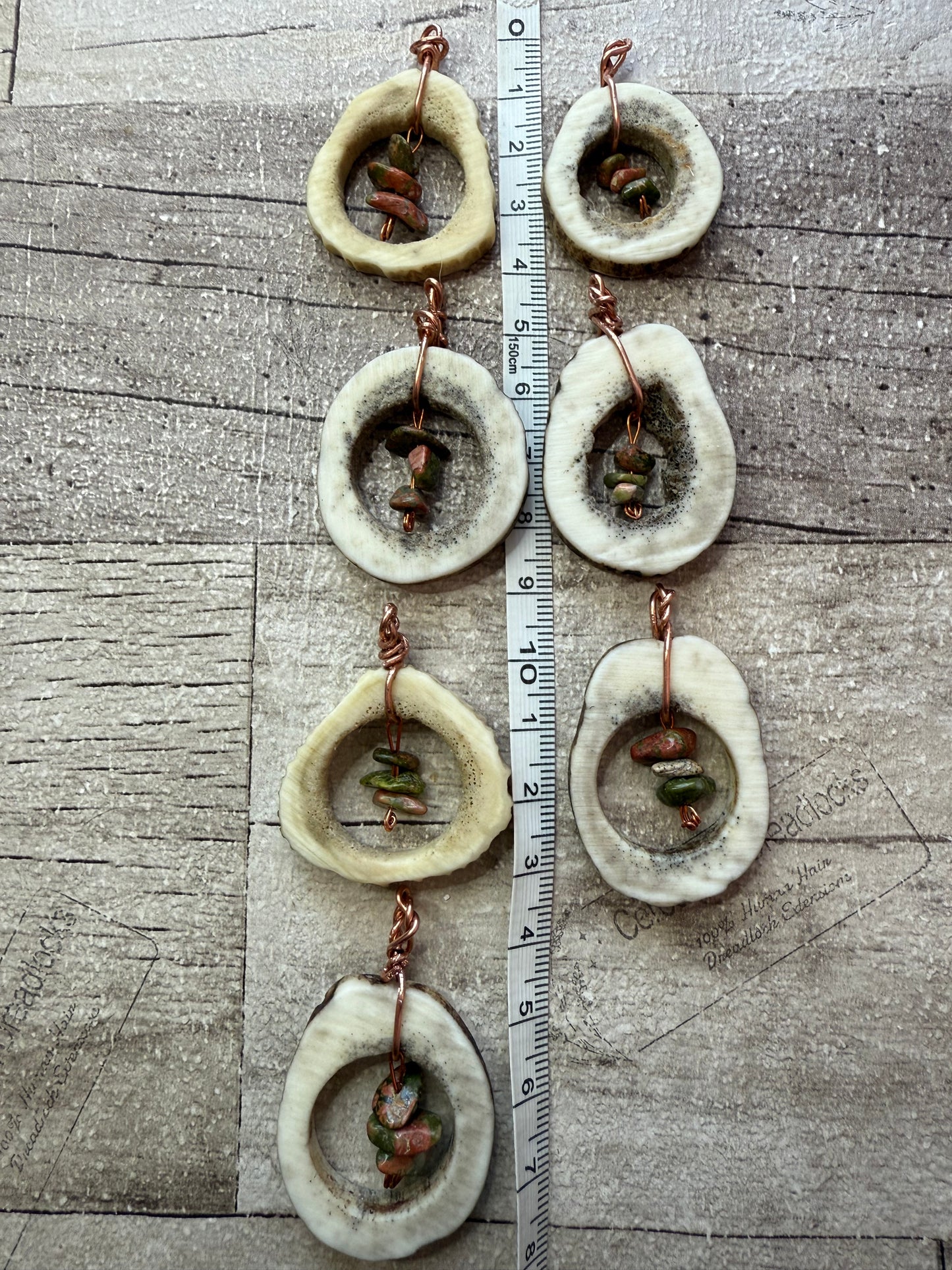Antler Pendant with Unakite Crystal Chips