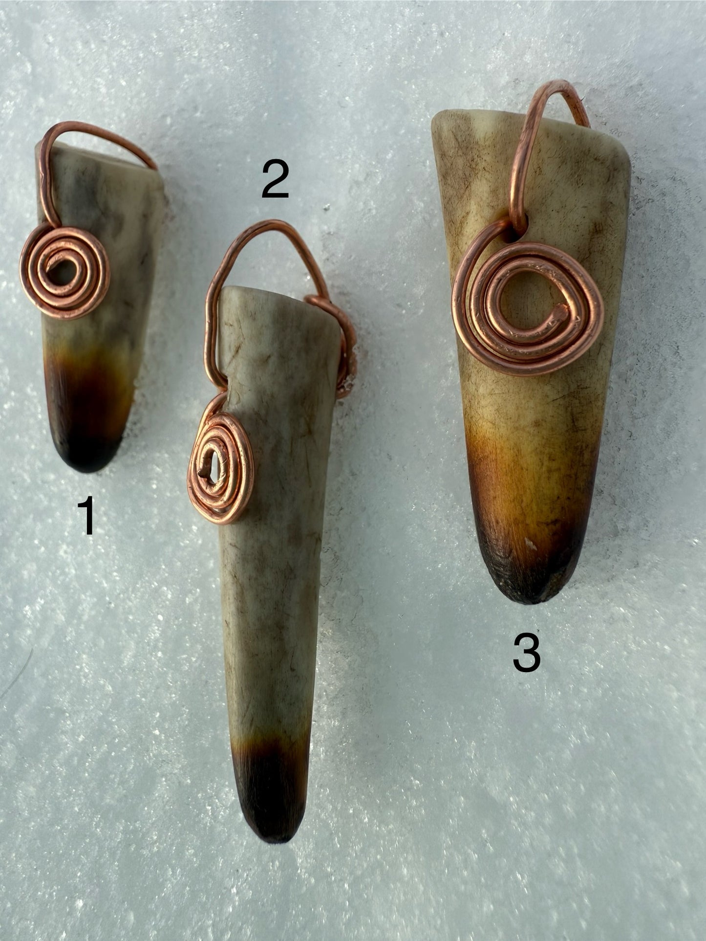 Antler Bag Charm/Pendant with Cooper and Burnt Tip