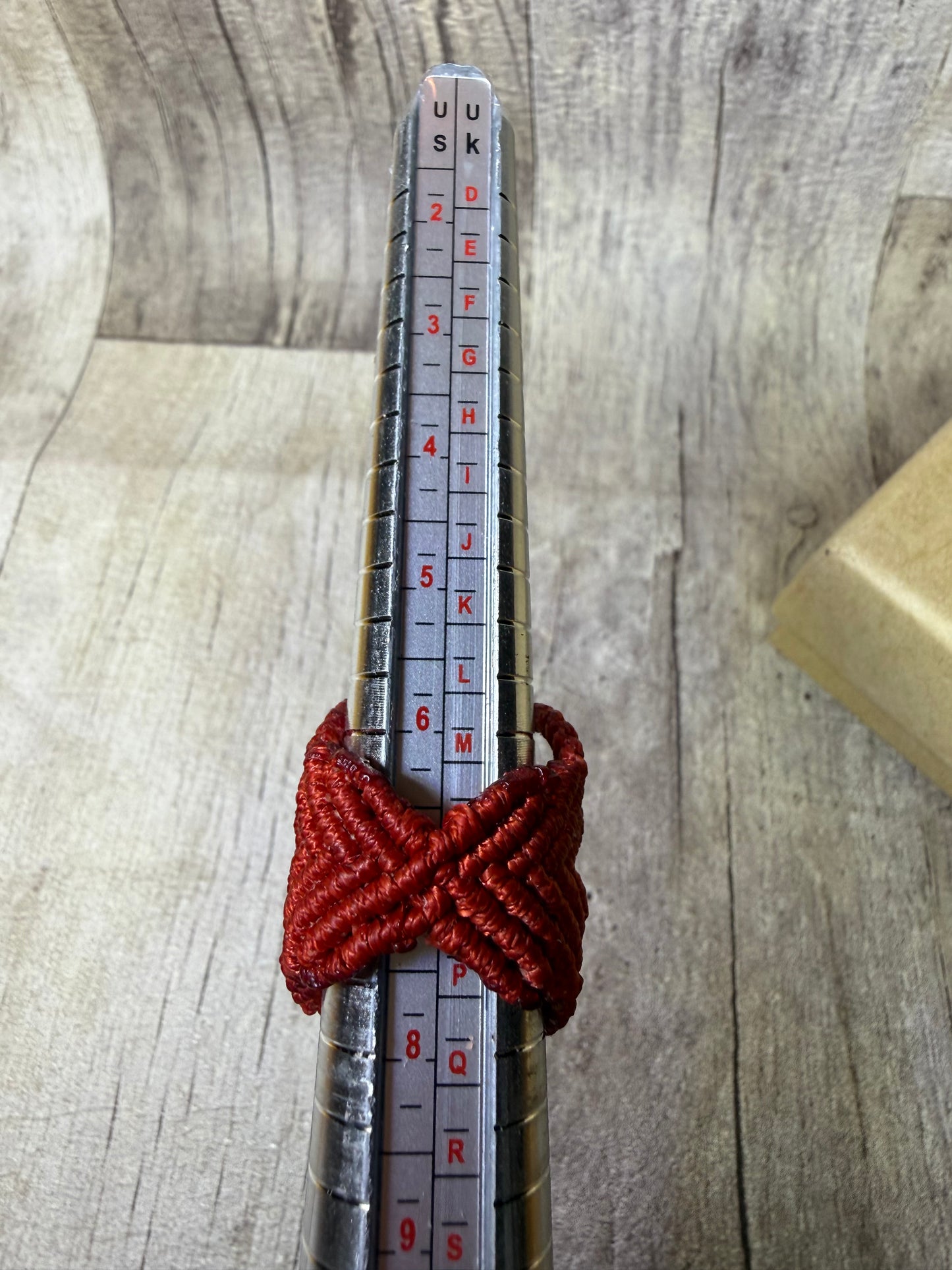 Macrame Hair Cuff / Ring - Red Beaded - Ceredigion Dreadlocks
