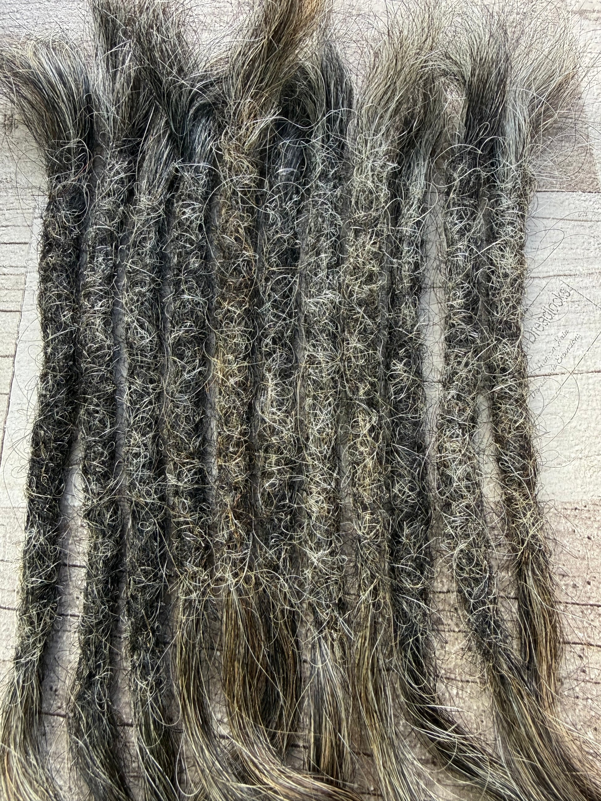 Raw Salt & Pepper Dreadlock Extensions 18 Inch - Ceredigion Dreadlocks