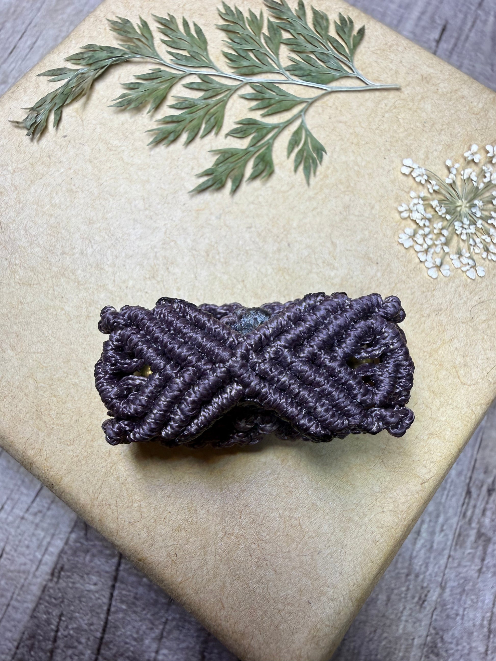 Macrame Hair Cuff / Ring - Brown - Ceredigion Dreadlocks
