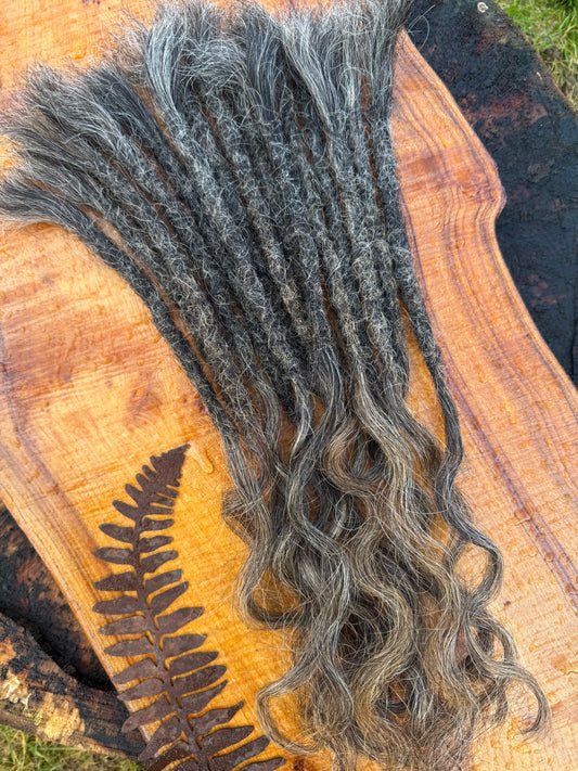 Raw Salt & Pepper Dreadlock Extensions 18 Inch - Ceredigion Dreadlocks