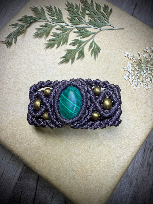 Macrame Hair Cuff / Ring - Brown - Ceredigion Dreadlocks