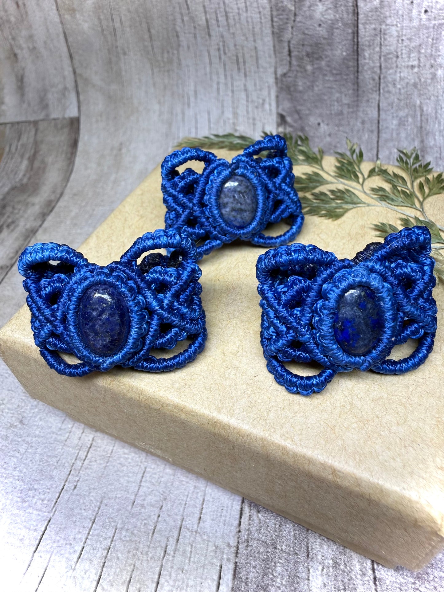 Macrame Hair Cuff / Ring - Lapis Lauzuli - Ceredigion Dreadlocks