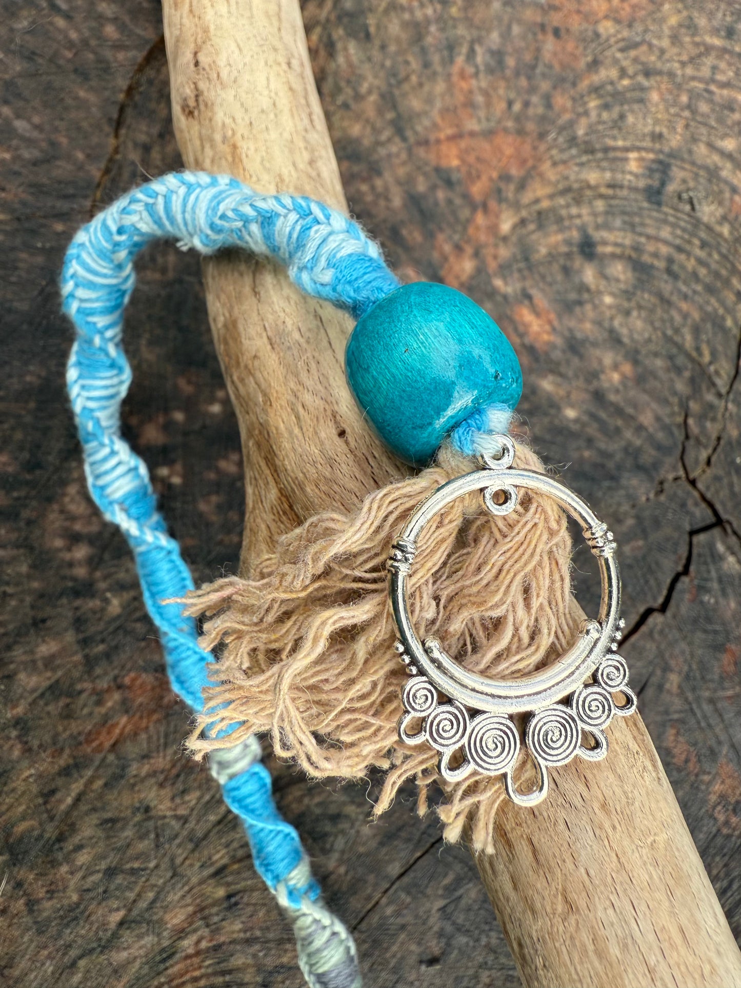 Macrame Hair Wrap - Blue - Ceredigion Dreadlocks