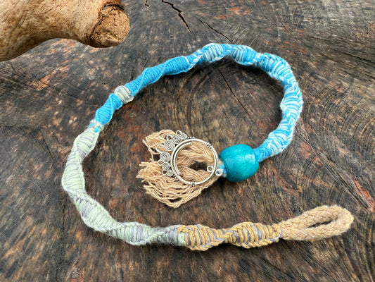 Macrame Hair Wrap - Blue - Ceredigion Dreadlocks