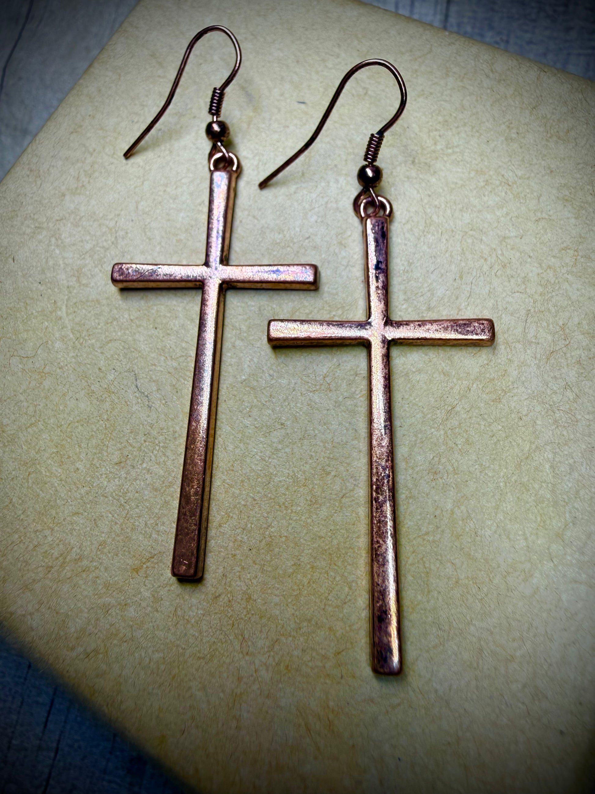 Copper Cross Earrings - Ceredigion Dreadlocks