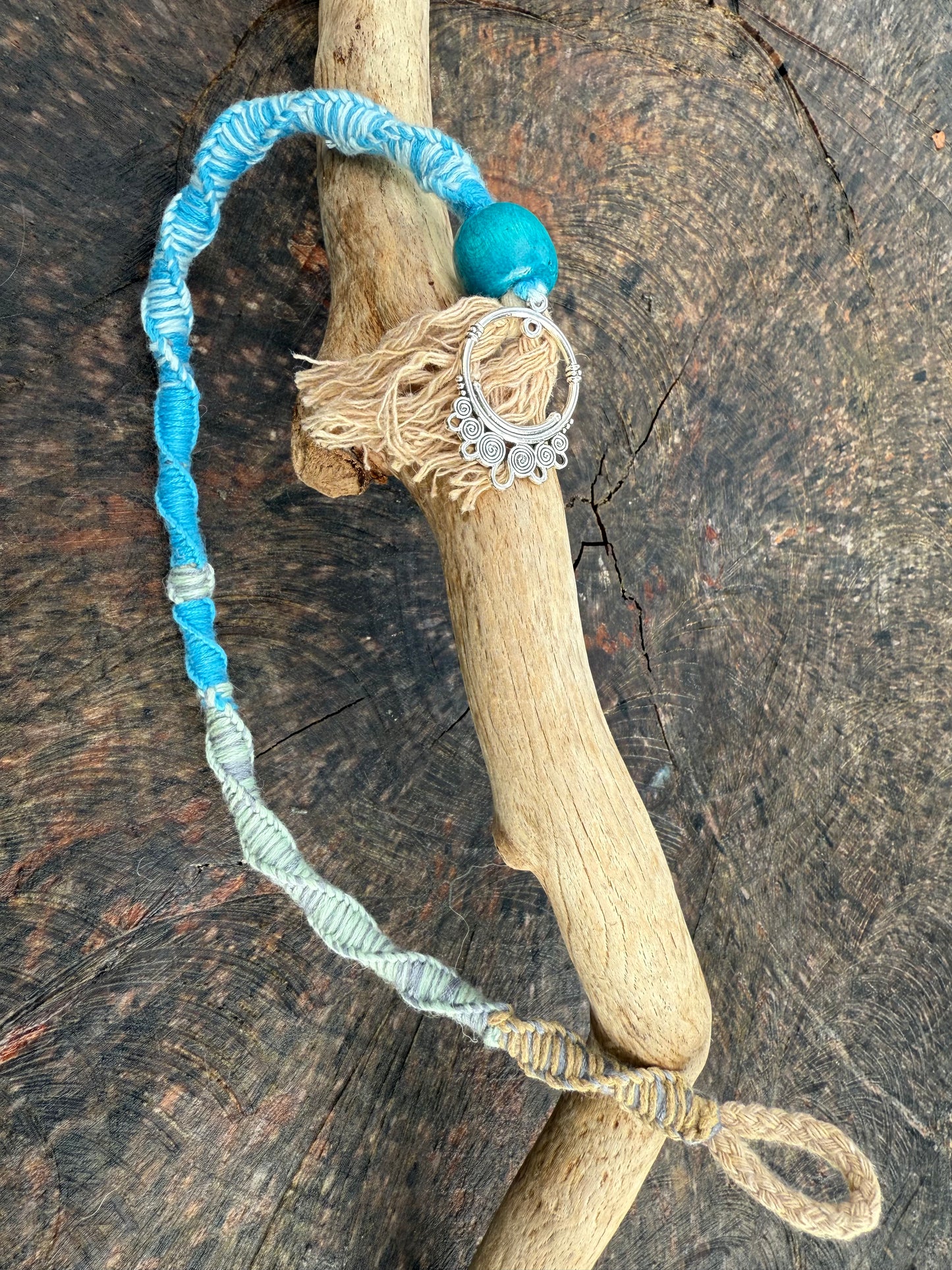 Macrame Hair Wrap - Blue - Ceredigion Dreadlocks