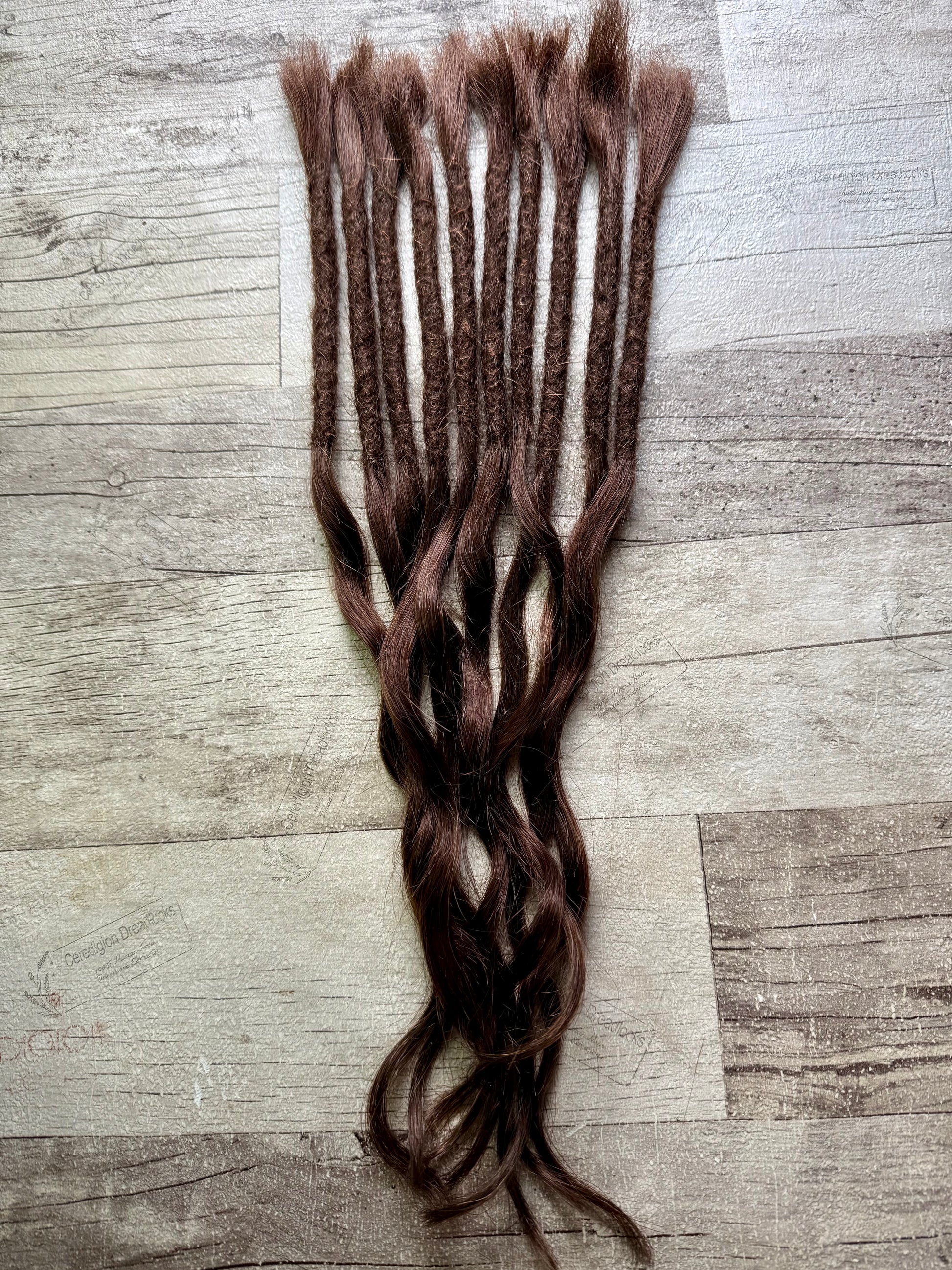 Medium Brown Wave Dreadlock Extensions 13 or 17 Inch - Ceredigion Dreadlocks