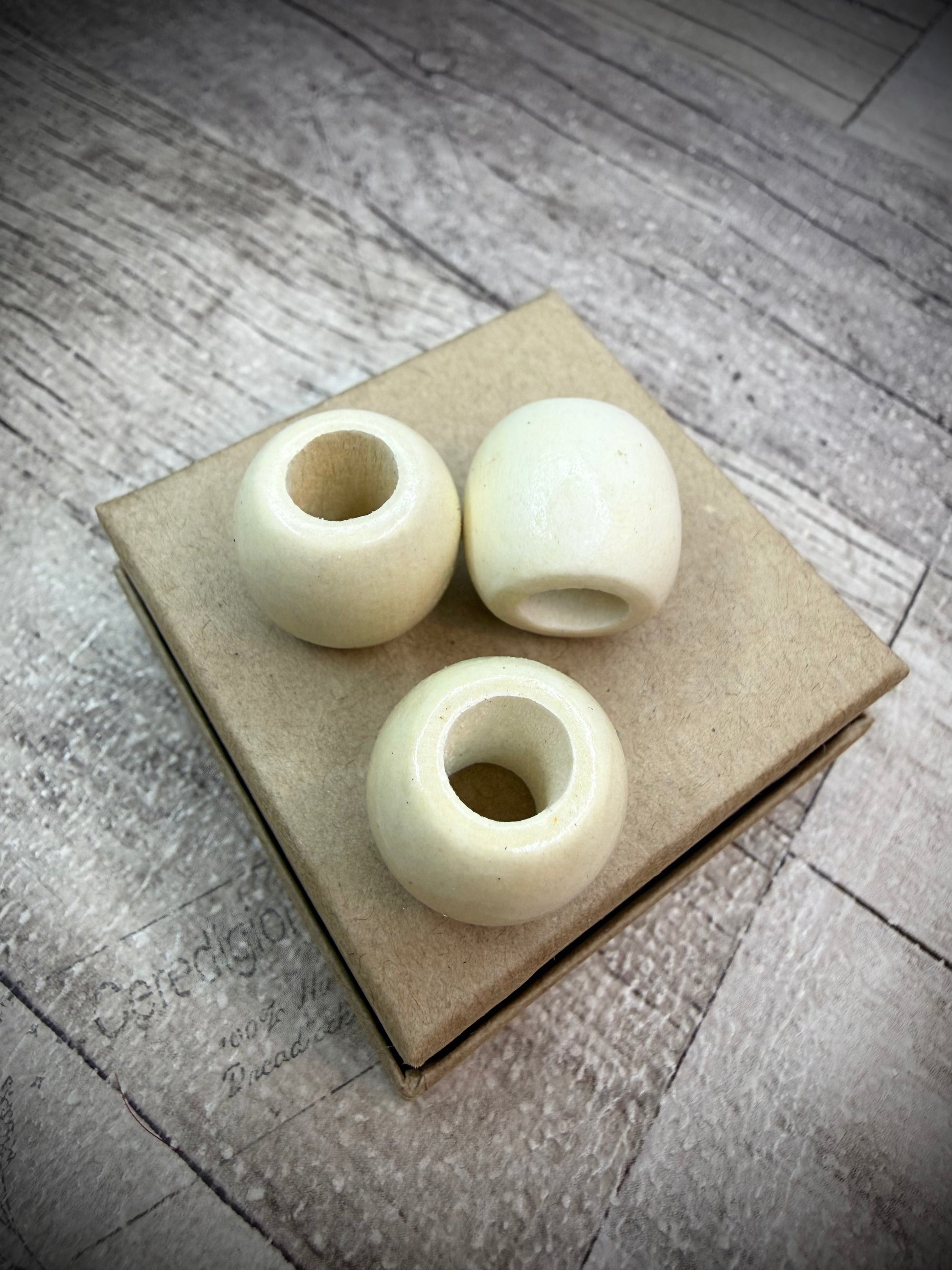 Wooden Beads - Cream 8mm Hole - Ceredigion Dreadlocks