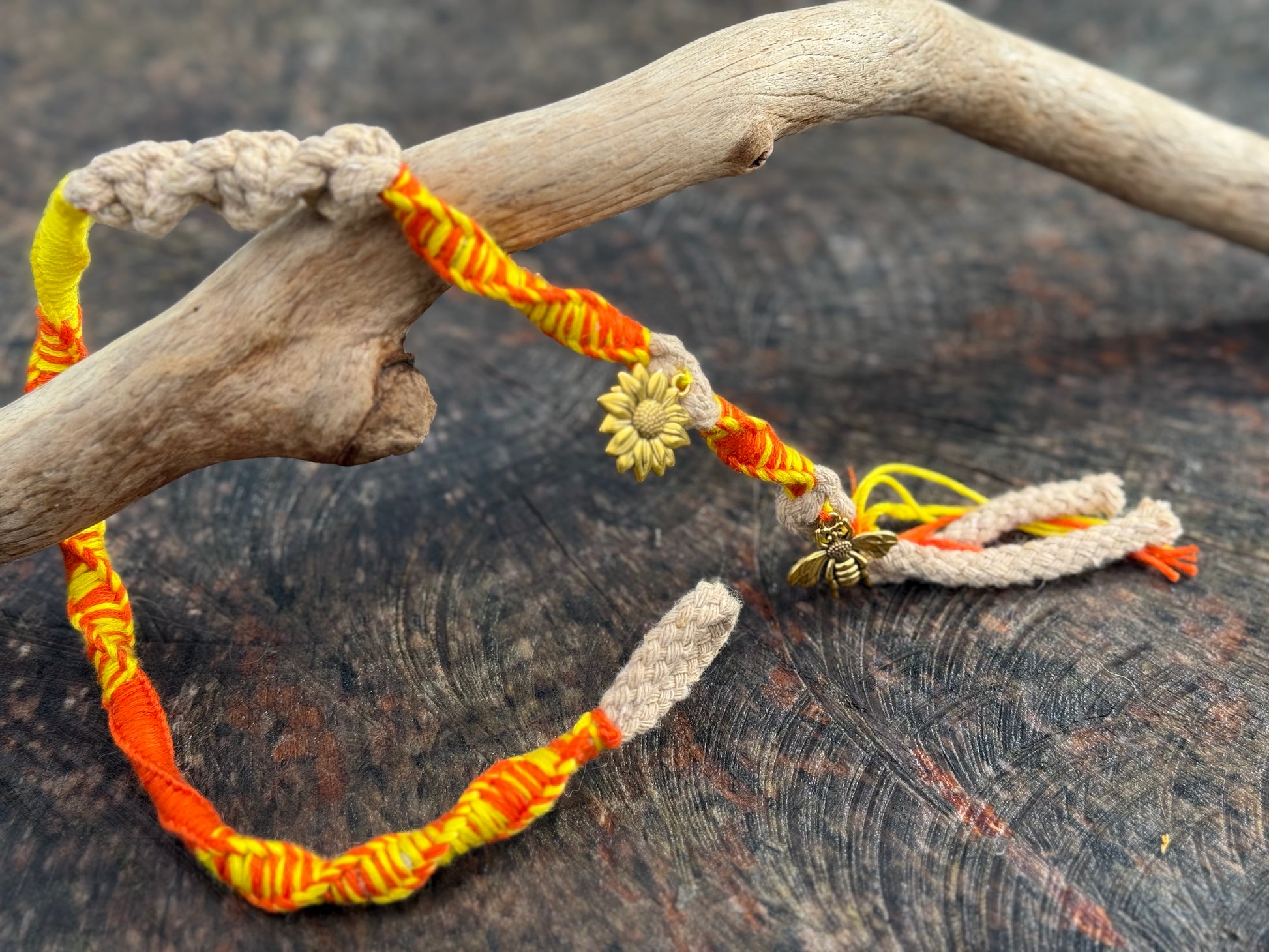 Macrame Hair Wrap - Sunny - Ceredigion Dreadlocks