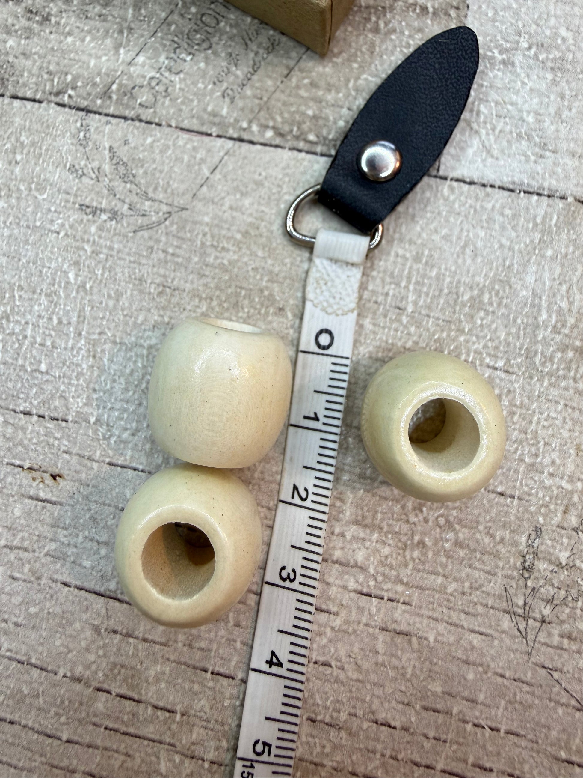 Wooden Beads - Cream 8mm Hole - Ceredigion Dreadlocks