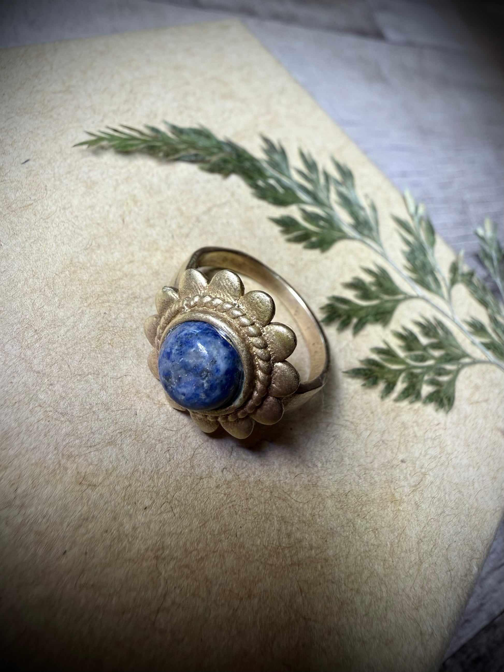 Lapis Lazuli Vintage Gold Tone Ring - Ceredigion Dreadlocks